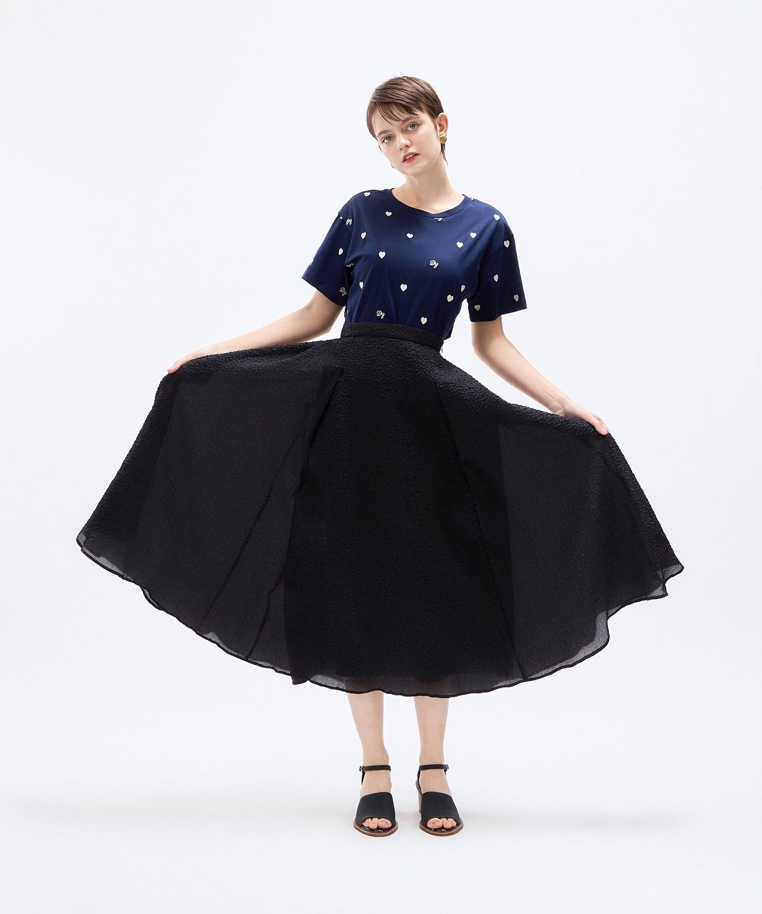 壓花透明風琴半身裙