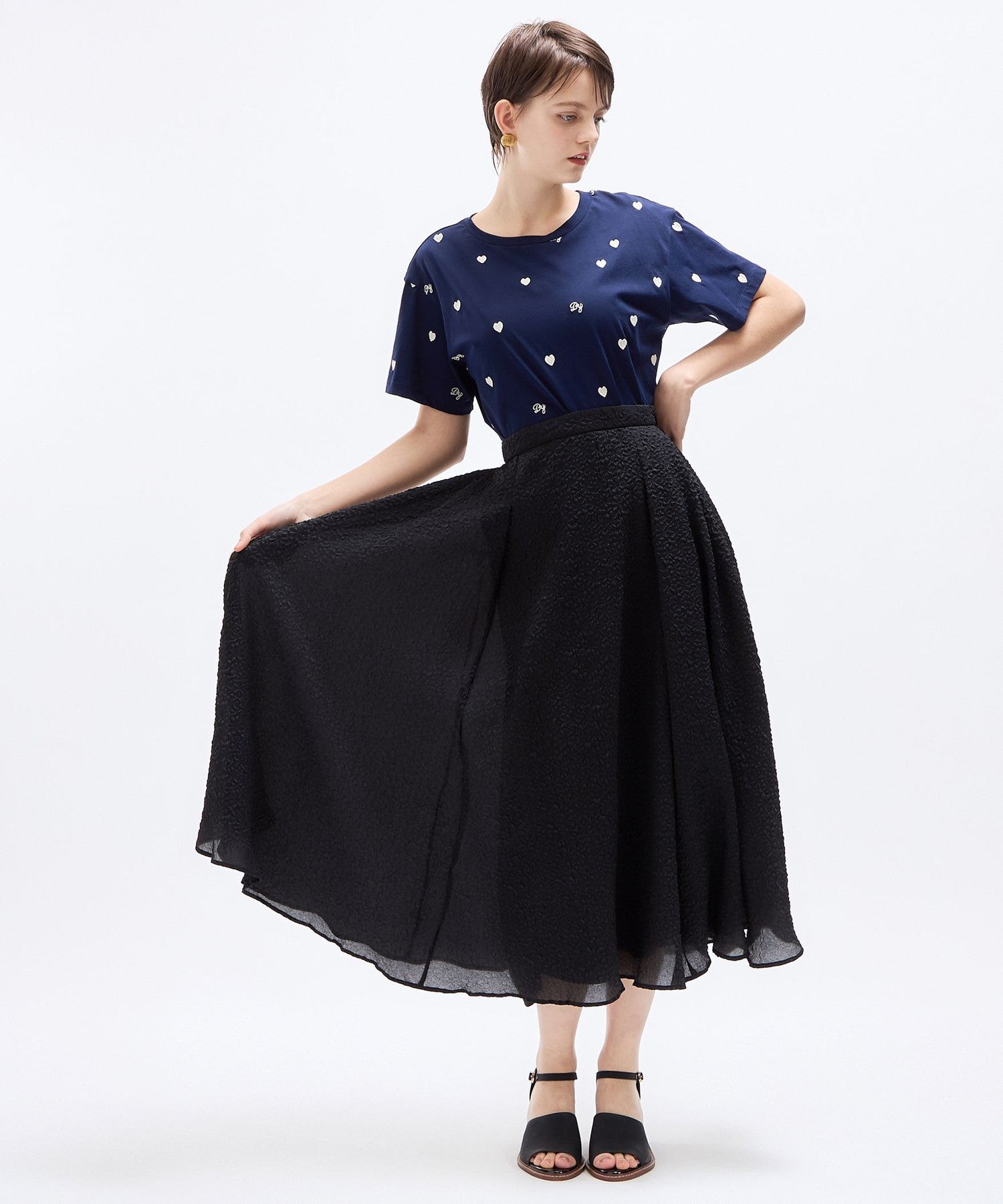 壓花透明風琴半身裙