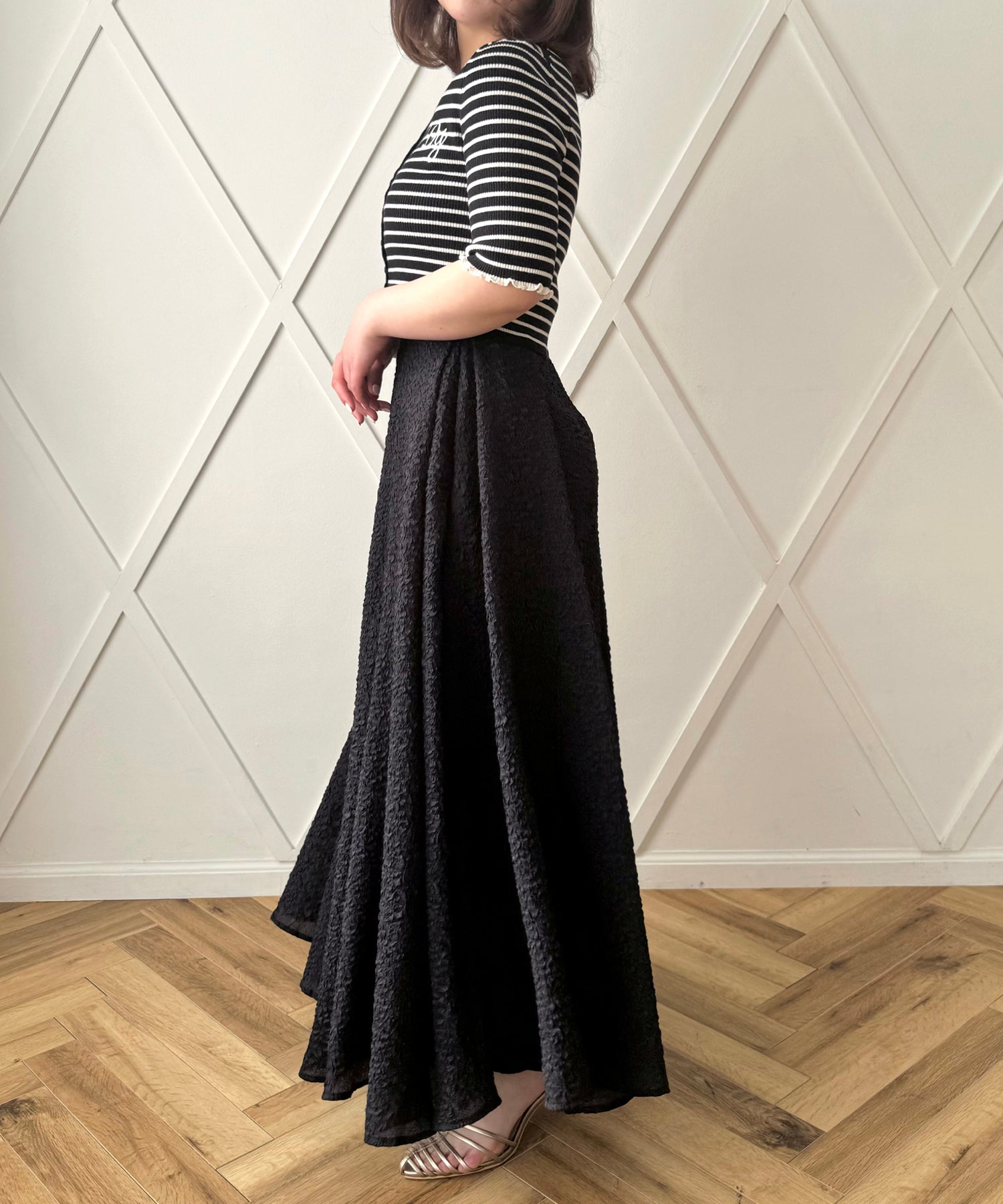 壓花透明風琴半身裙