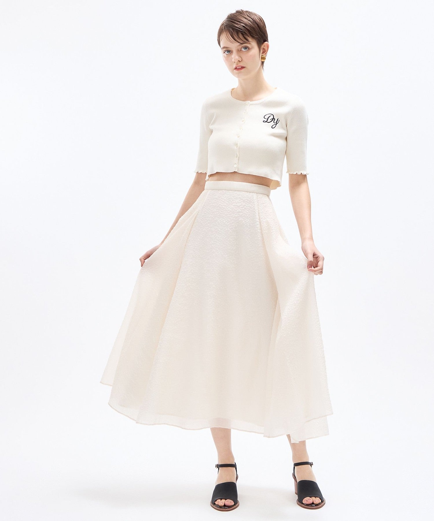 壓花透明風琴半身裙