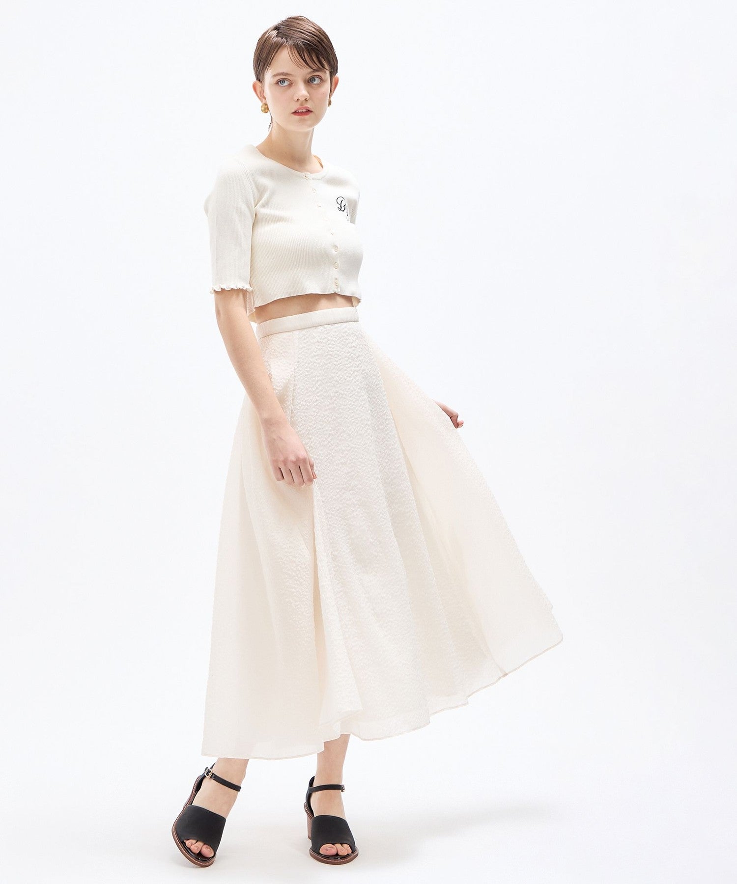 壓花透明風琴半身裙