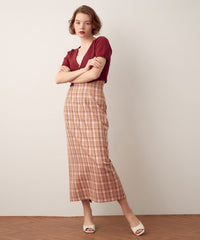 ハイウエストチェックロングスカート