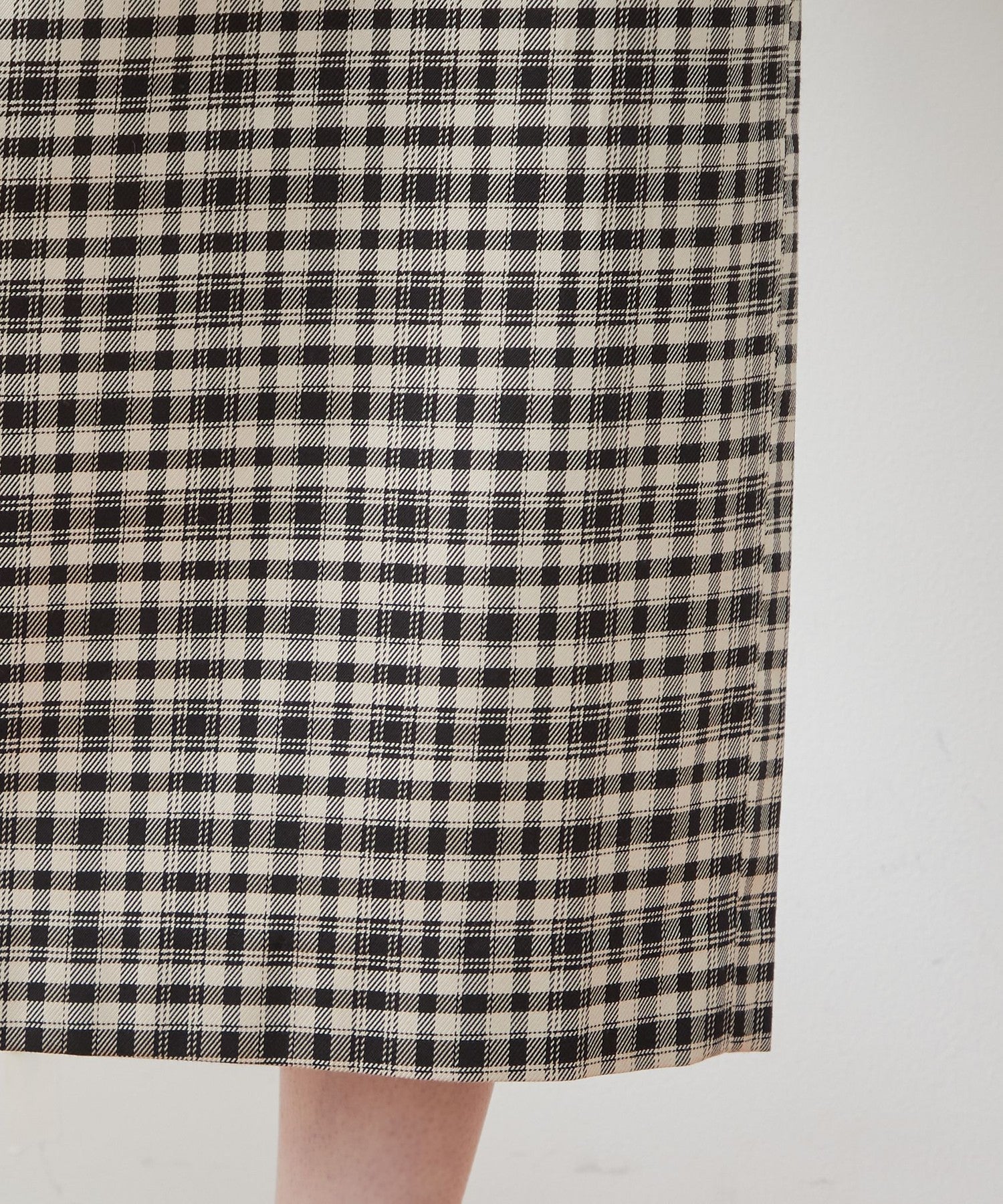 High waist check long skirt