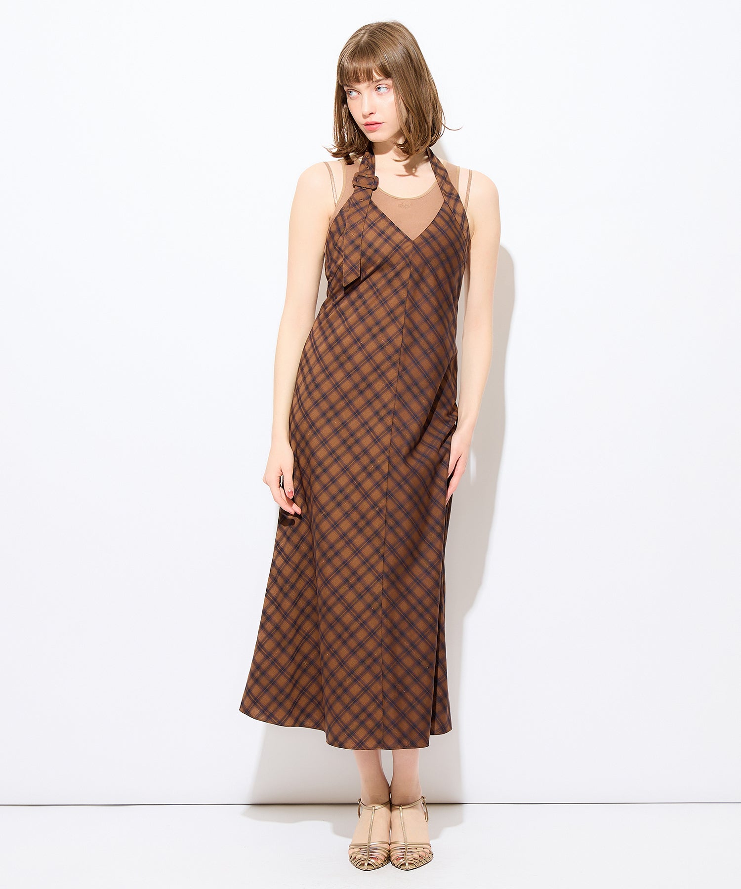 Lame check salope skirt