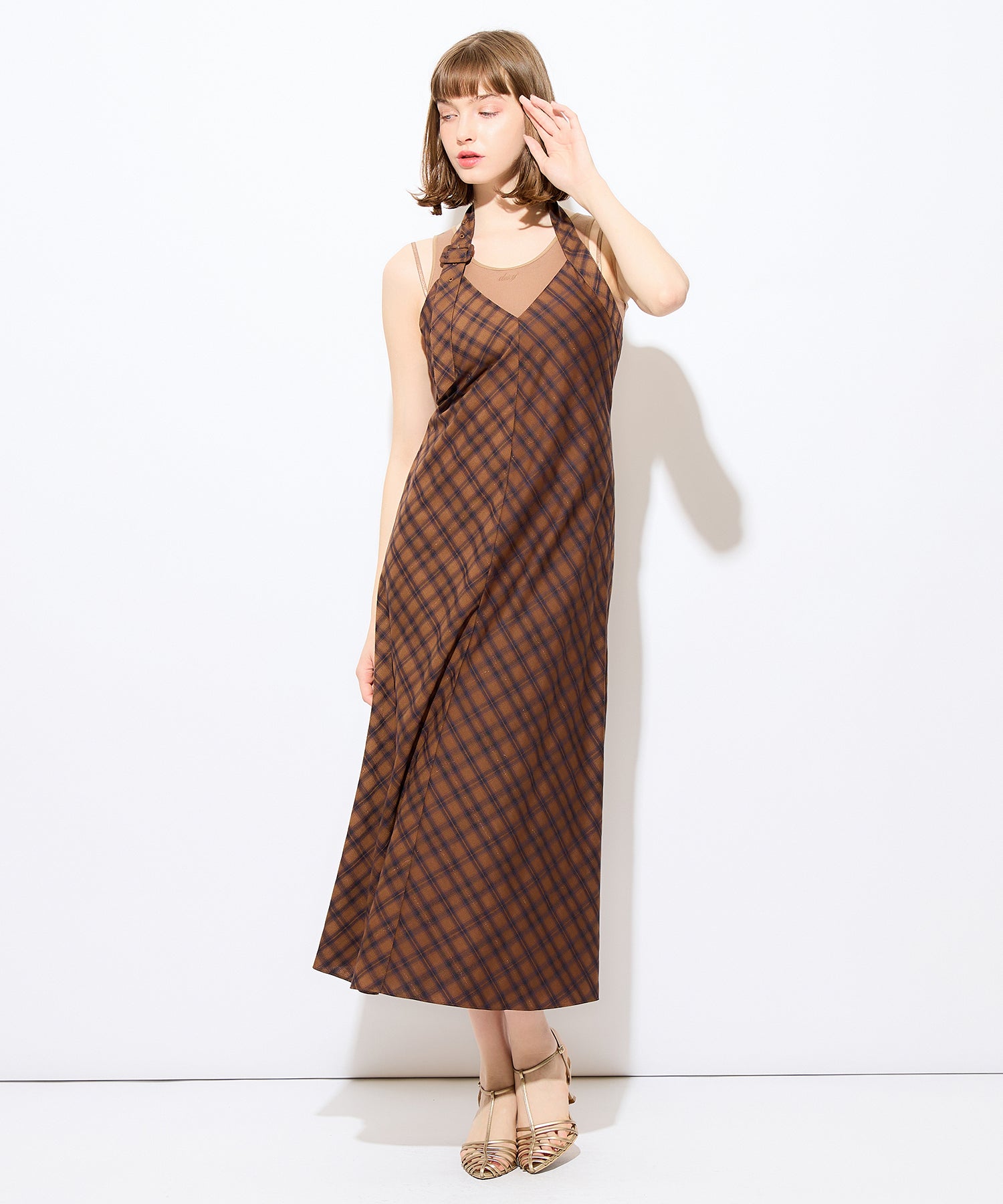 蹩腳格紋吊帶半身裙