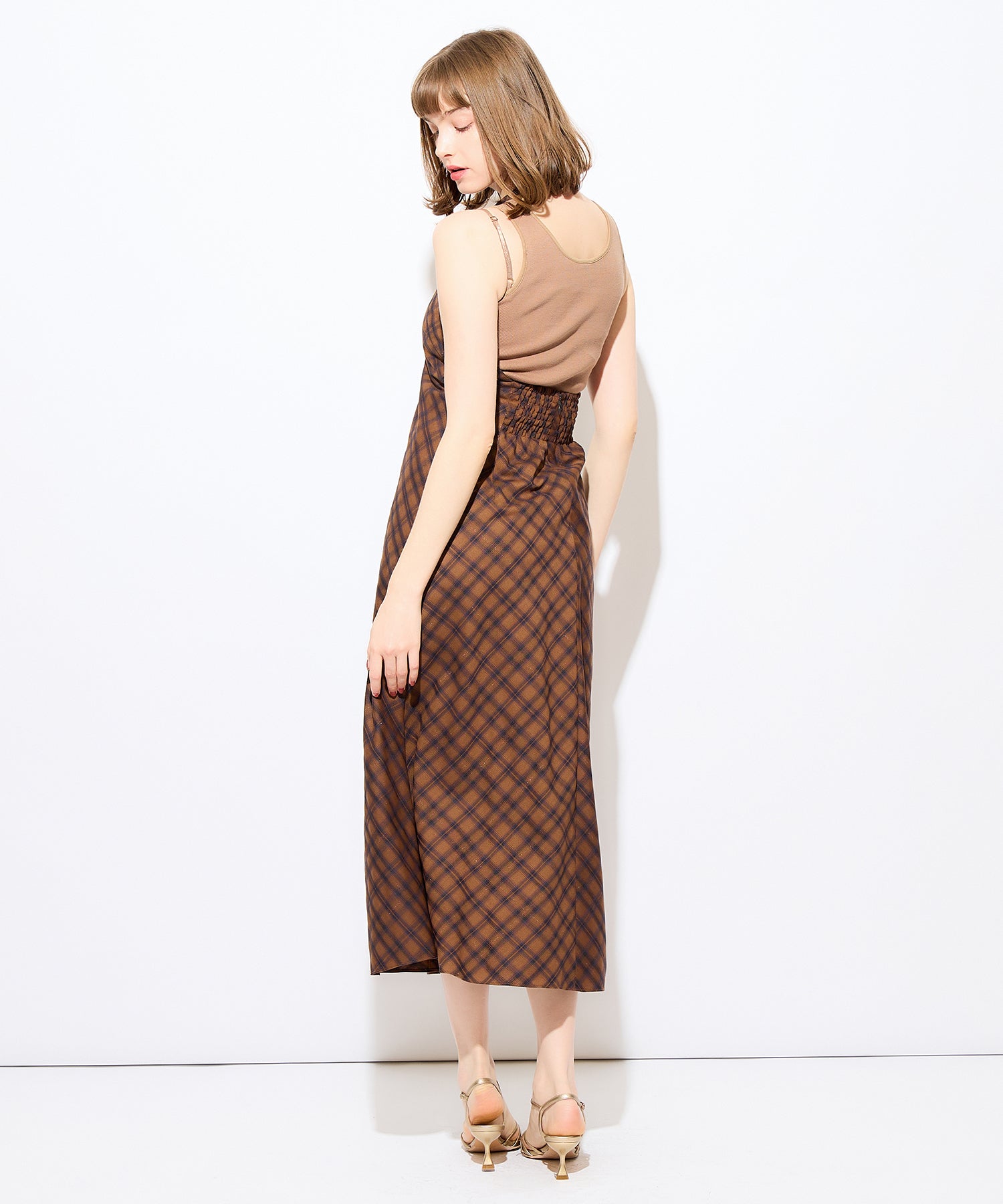 蹩腳格紋吊帶半身裙