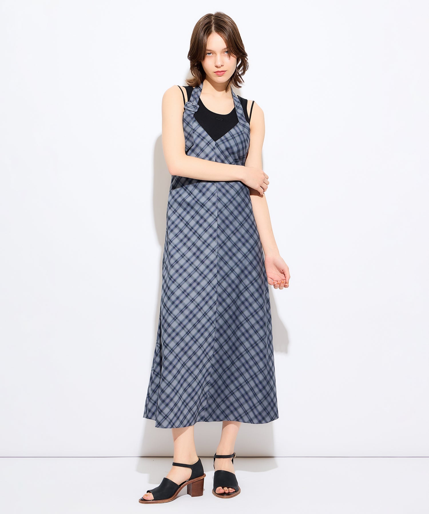 Lame check salope skirt