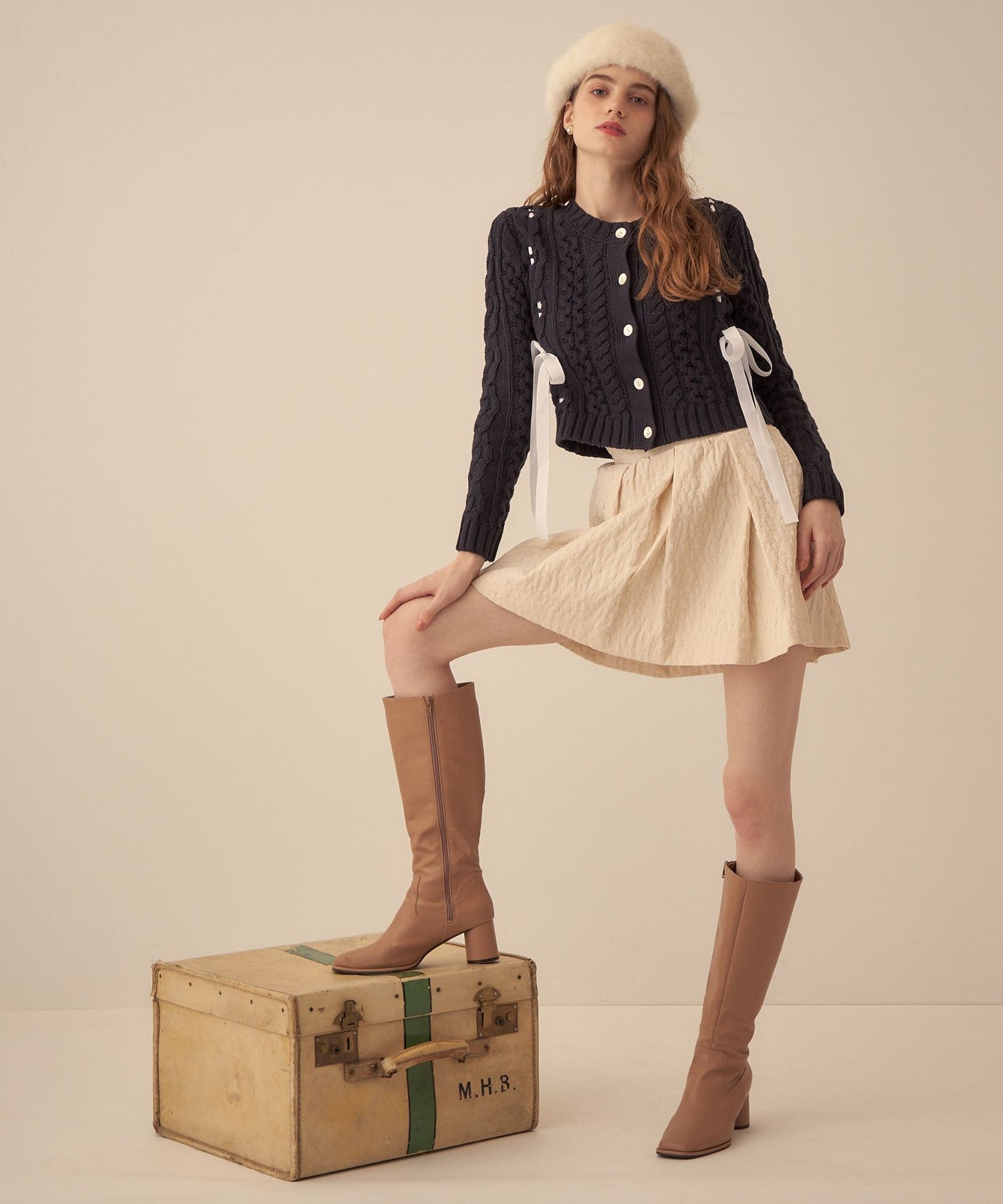 花朵JQ 褶邊迷你裙