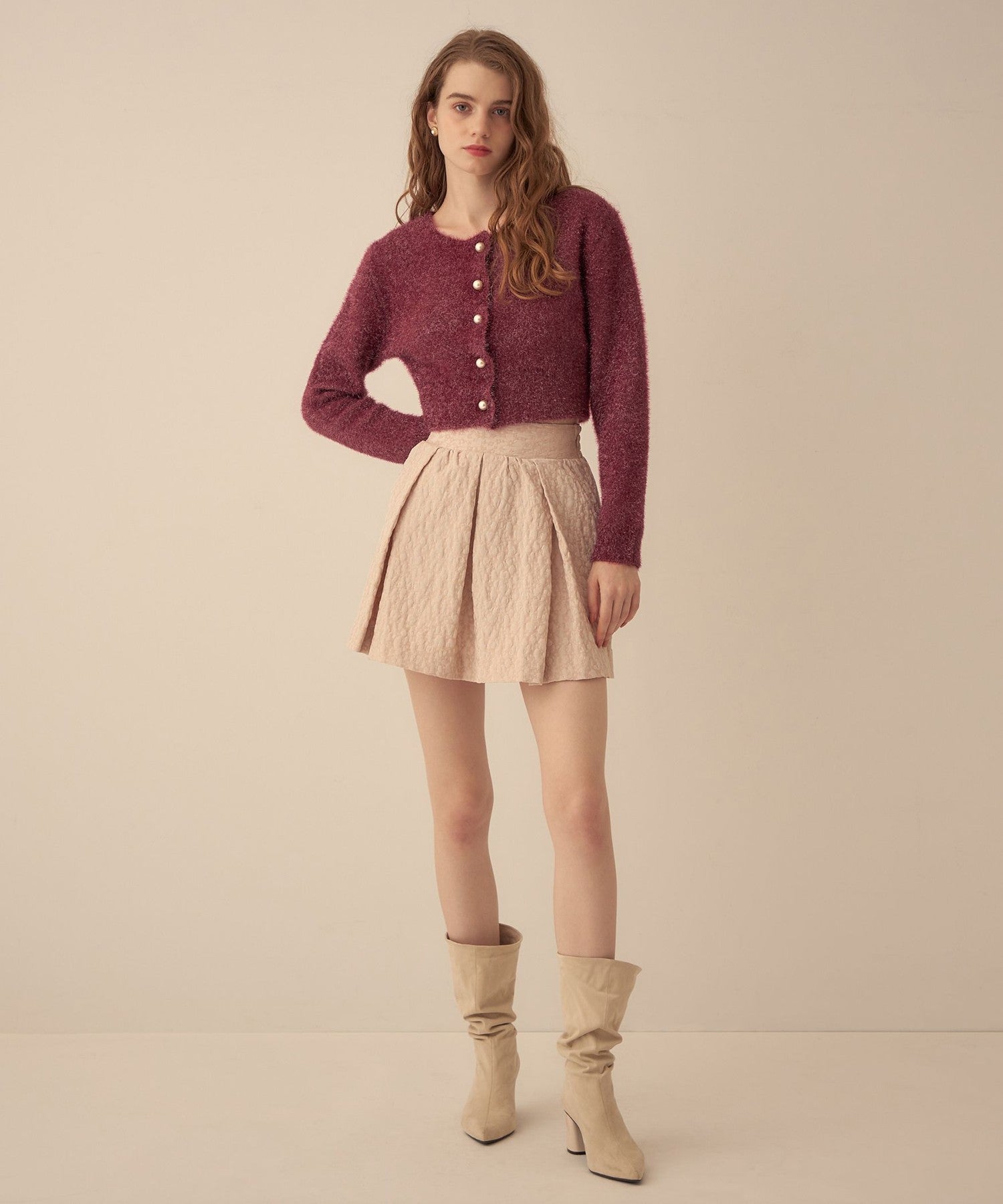 花朵JQ 褶邊迷你裙