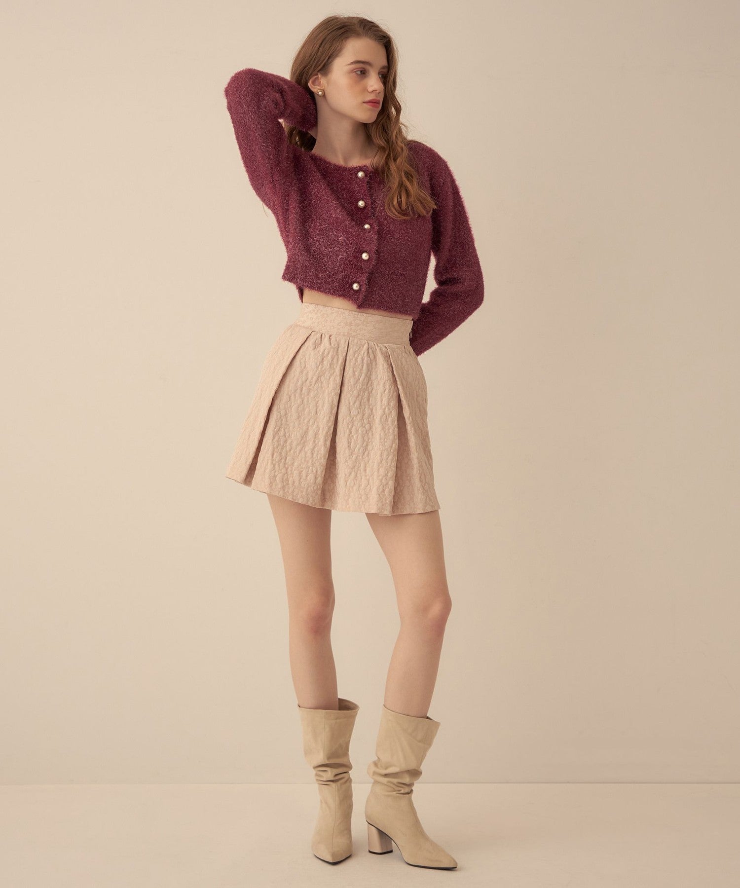 花朵JQ 褶邊迷你裙