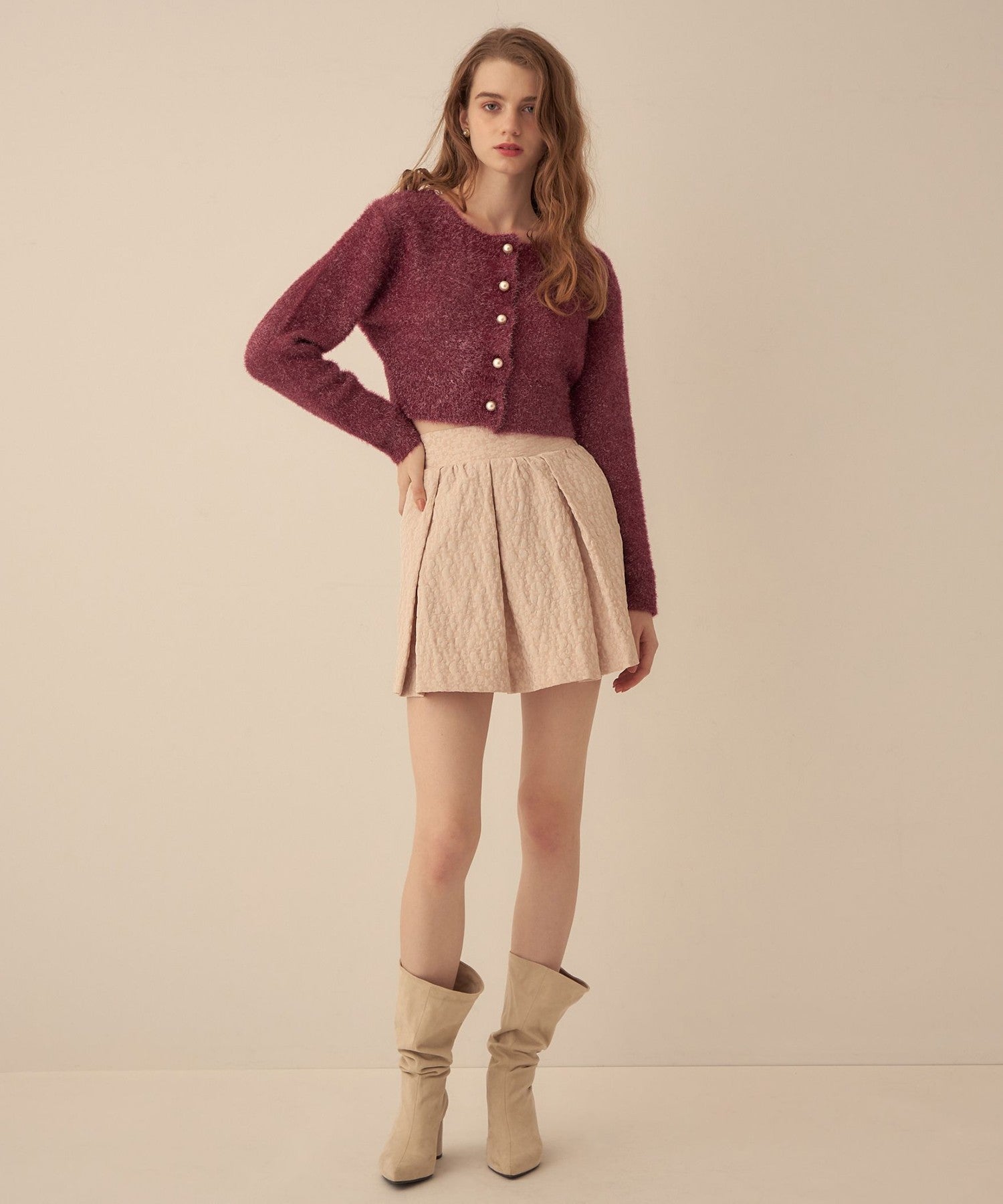 花朵JQ 褶邊迷你裙