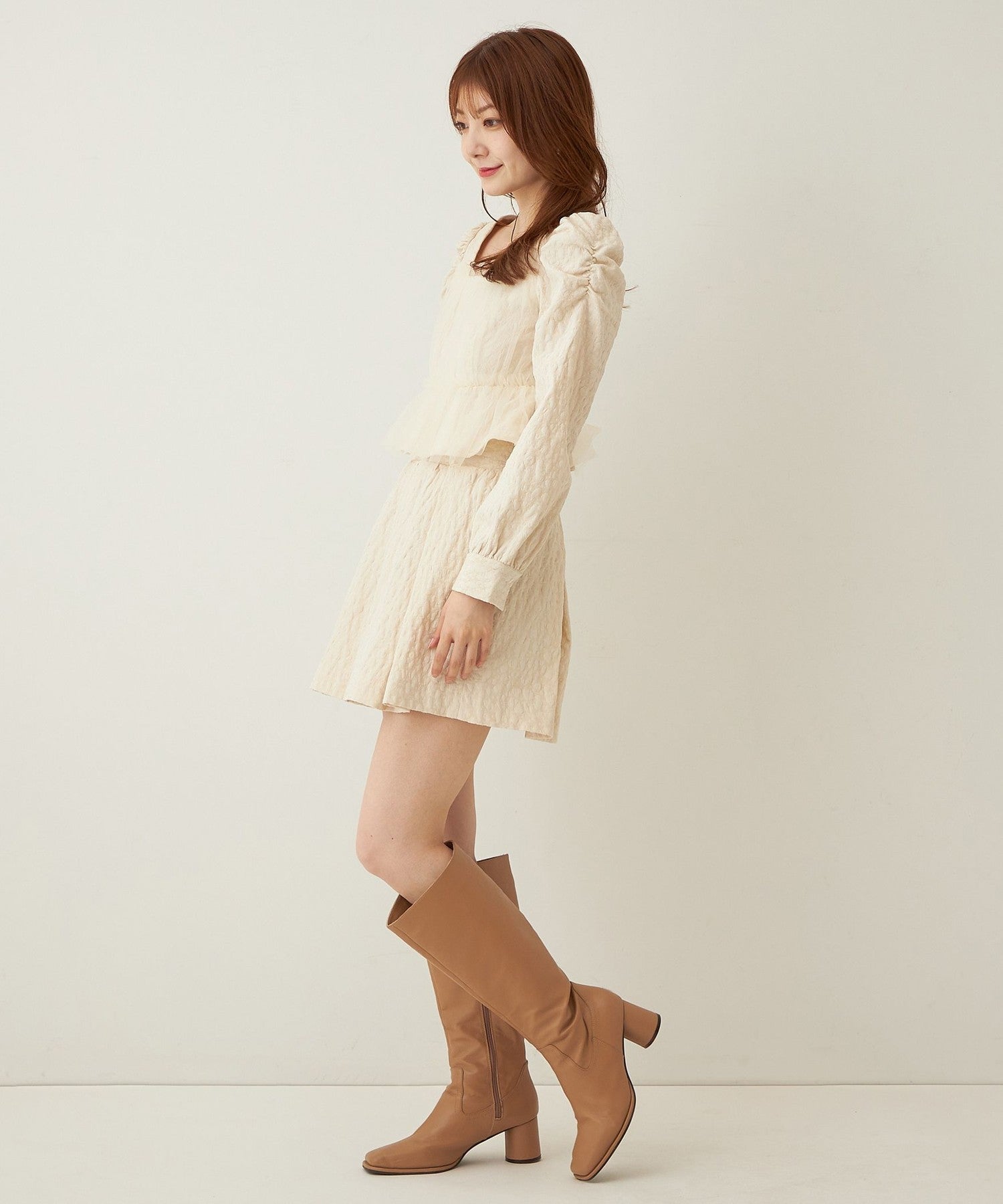 花朵JQ 褶邊迷你裙