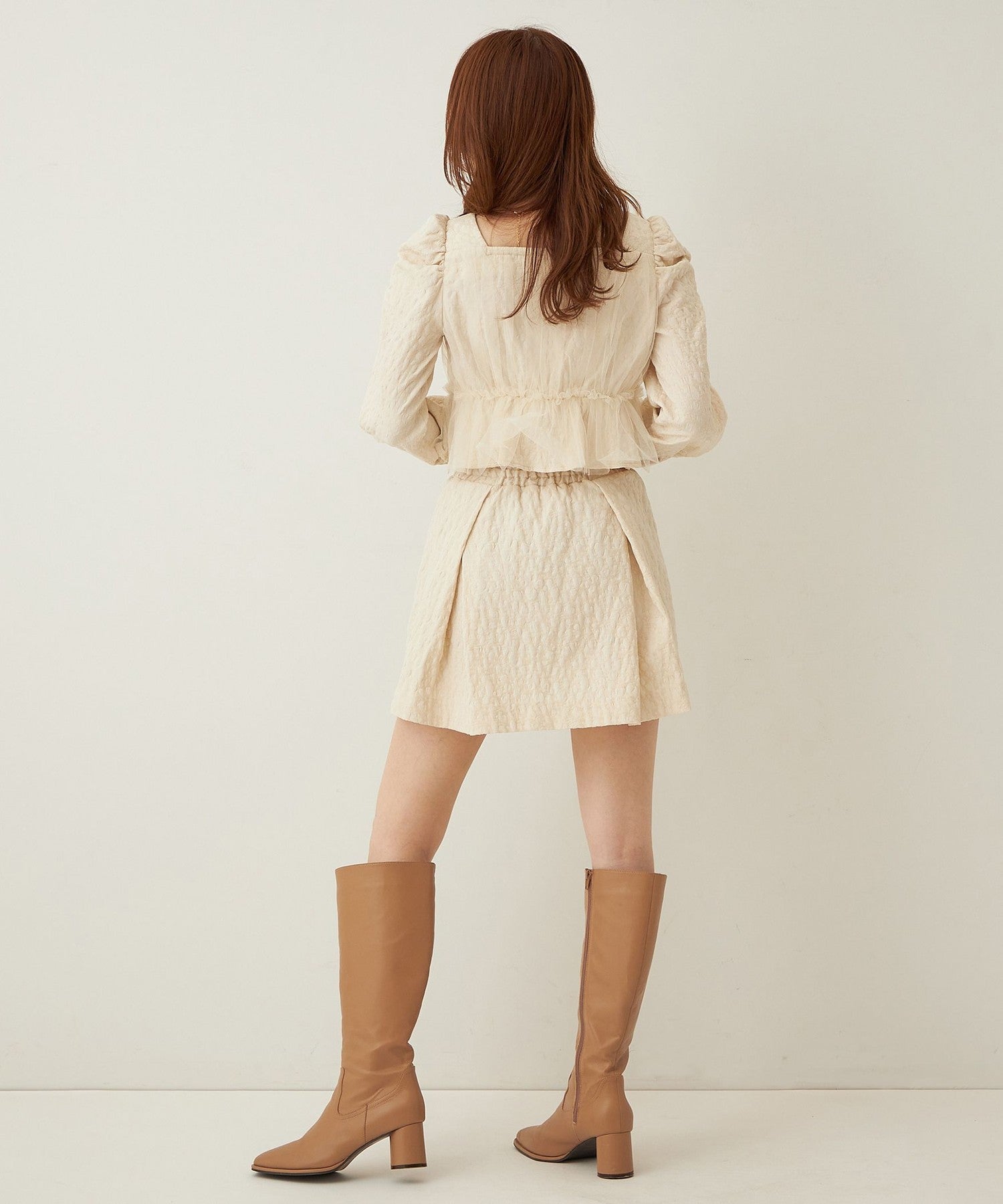 花朵JQ 褶邊迷你裙