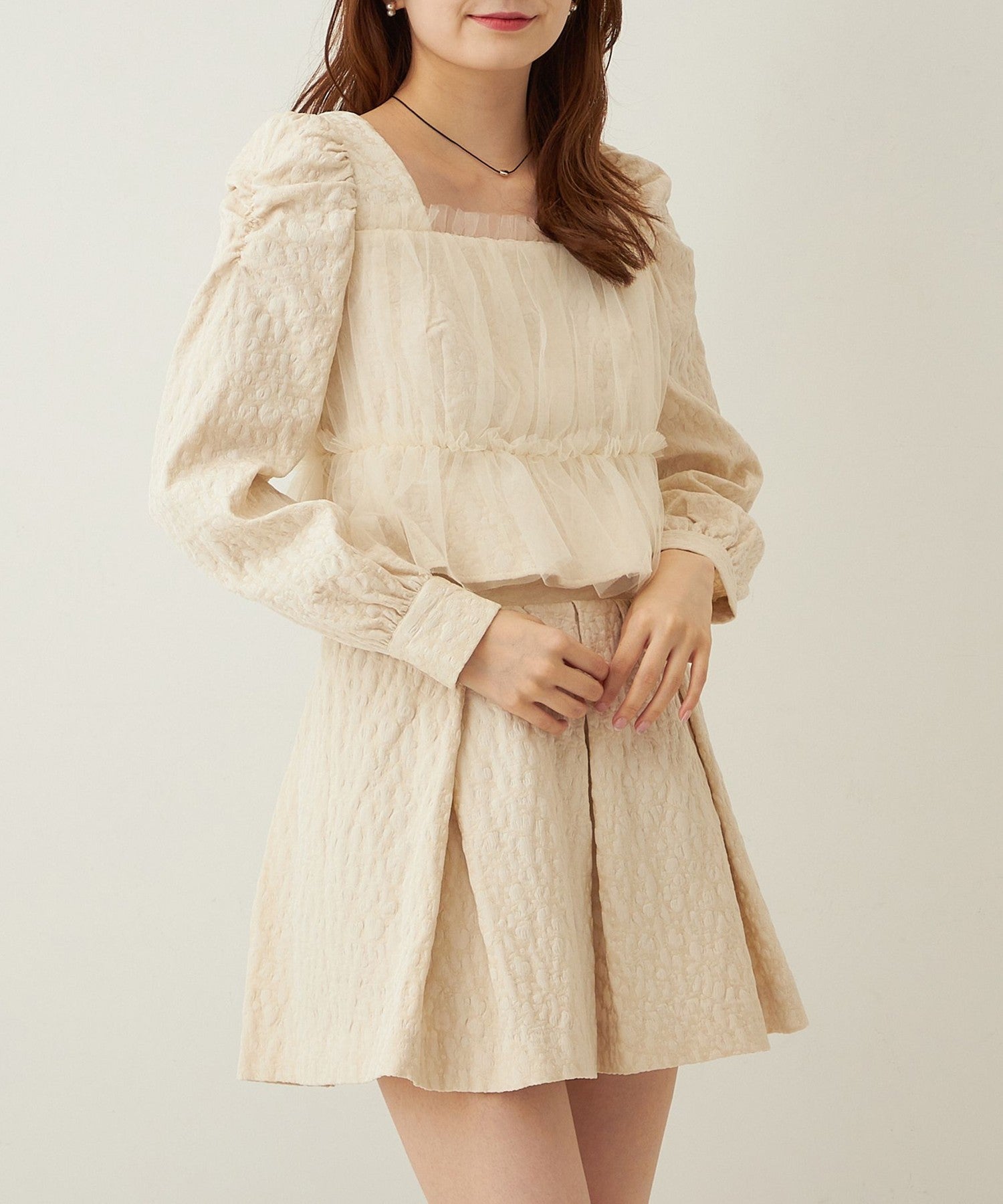 花朵JQ 褶邊迷你裙