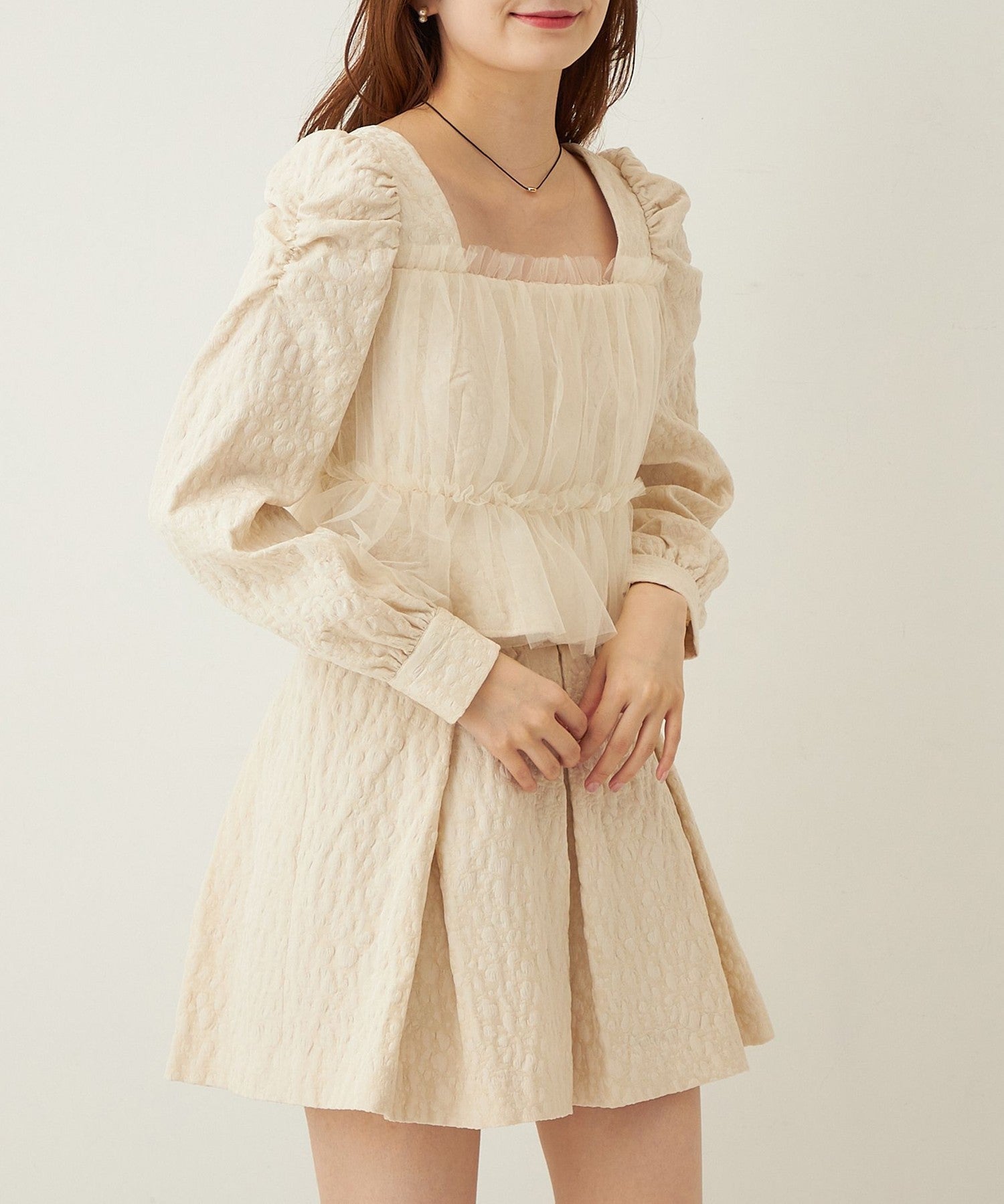 花朵JQ 褶邊迷你裙