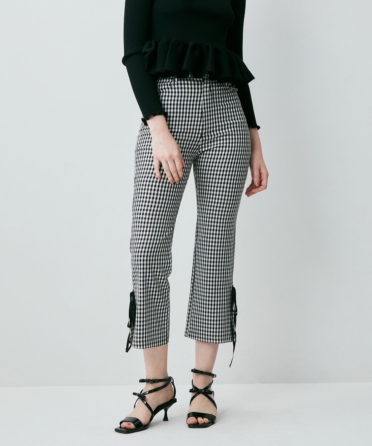 格紋緞帶 sabrina 長褲
