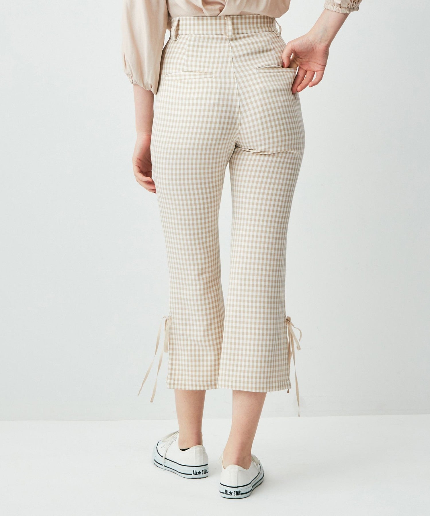 格紋緞帶 sabrina 長褲