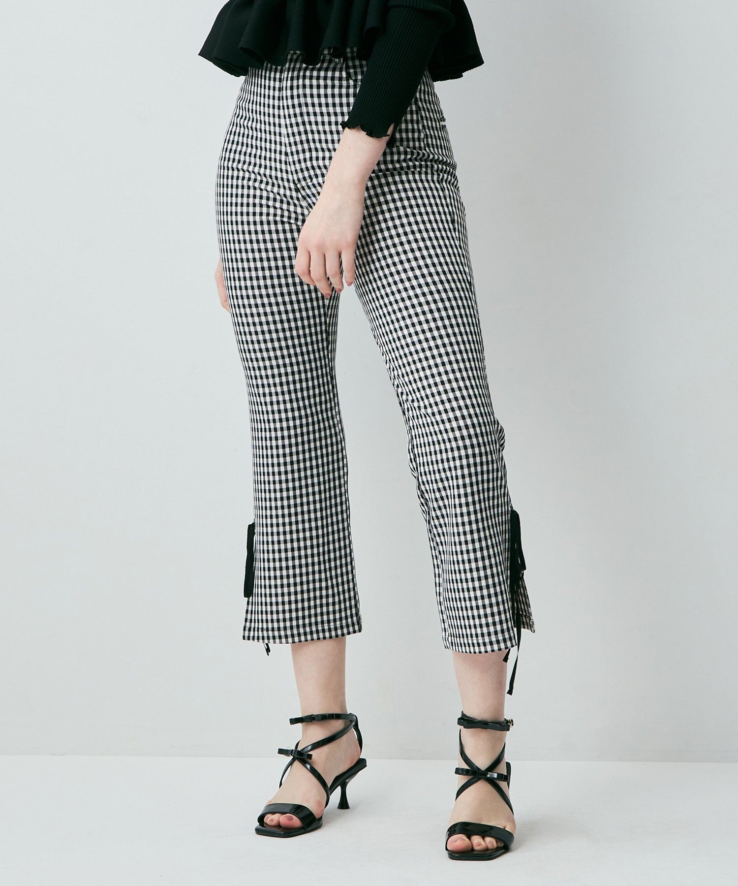 格紋緞帶 sabrina 長褲