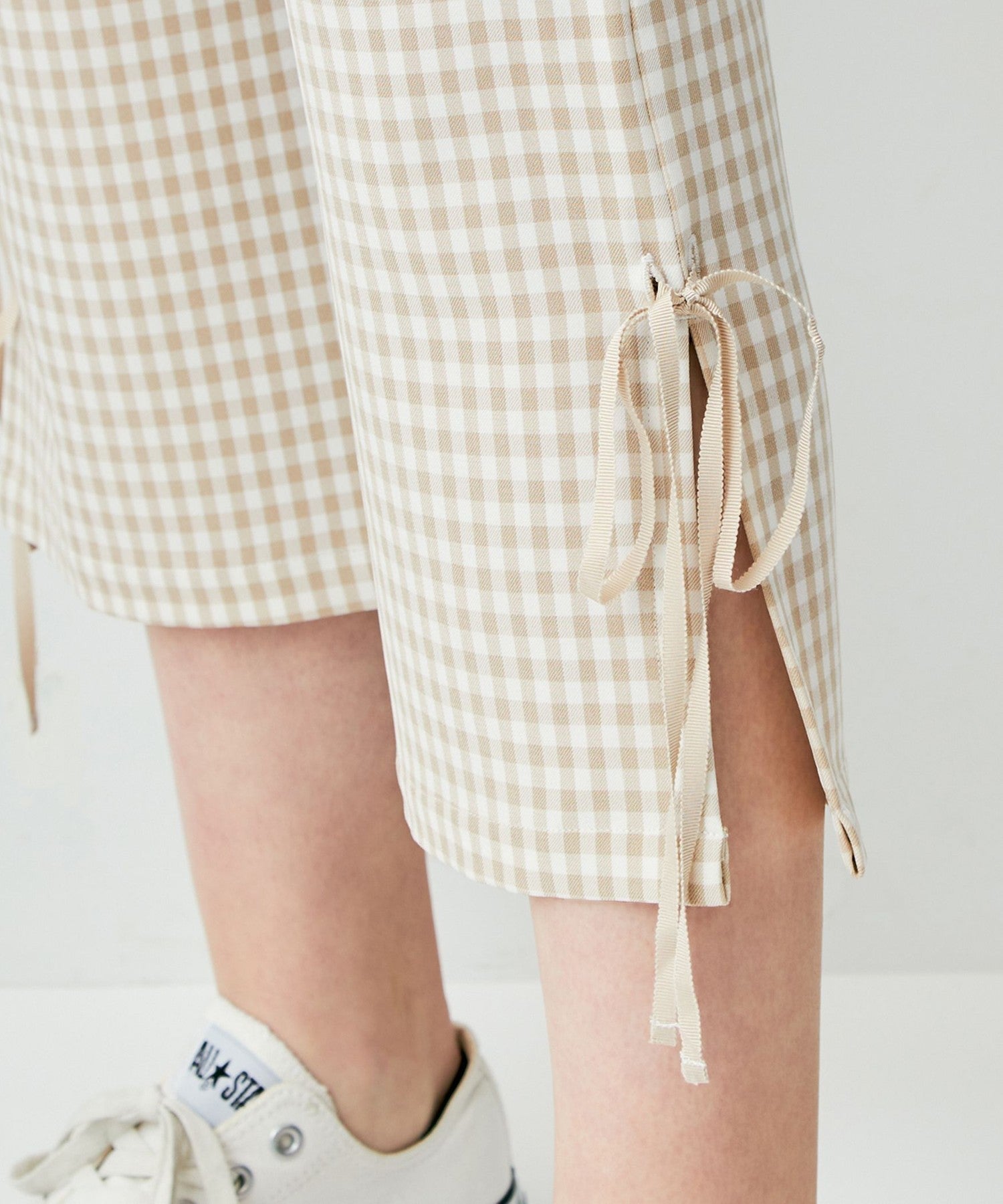格紋緞帶 sabrina 長褲