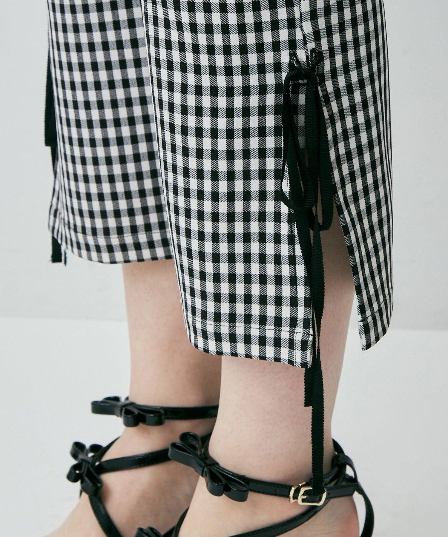 格紋緞帶 sabrina 長褲