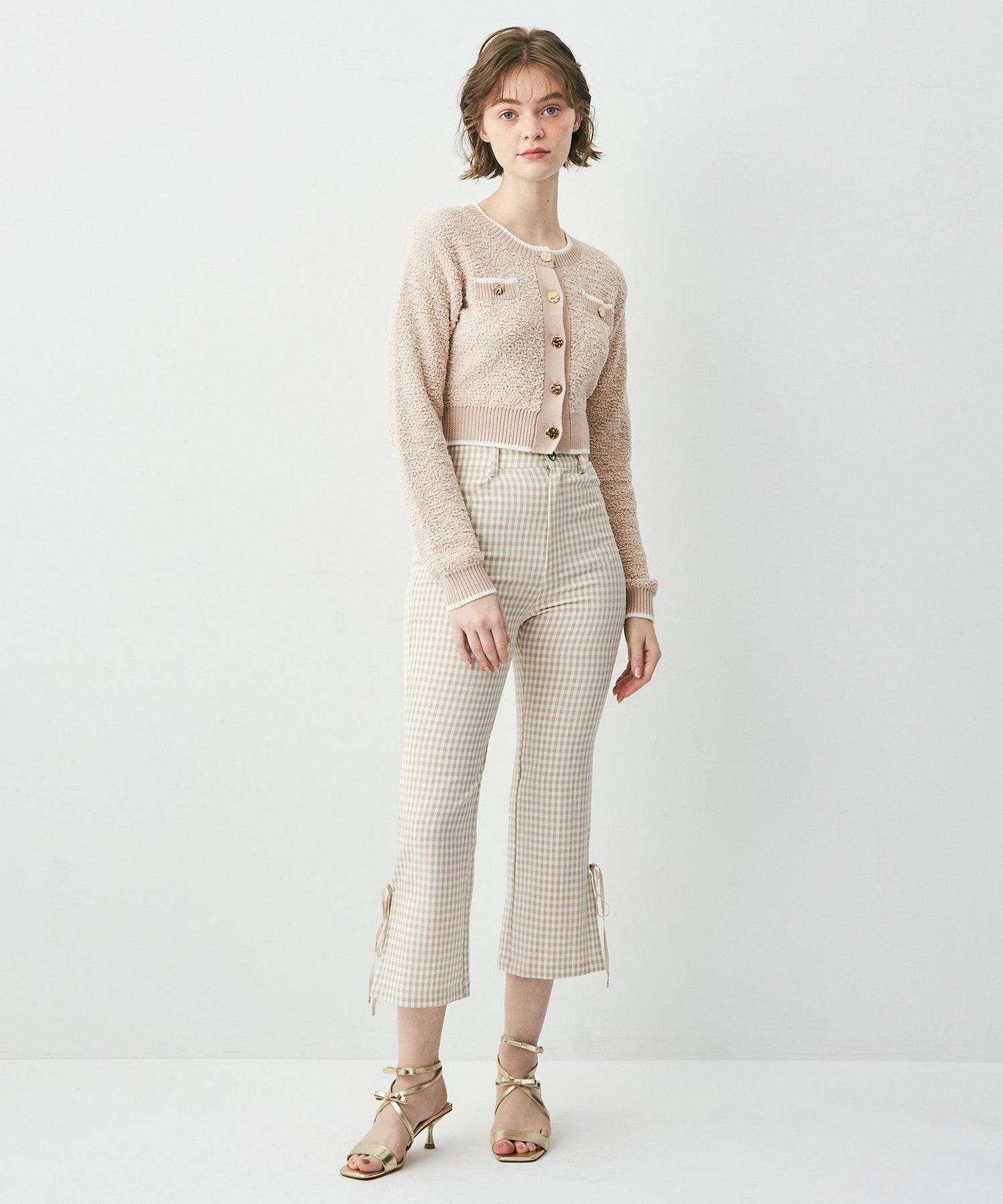 格紋緞帶 sabrina 長褲