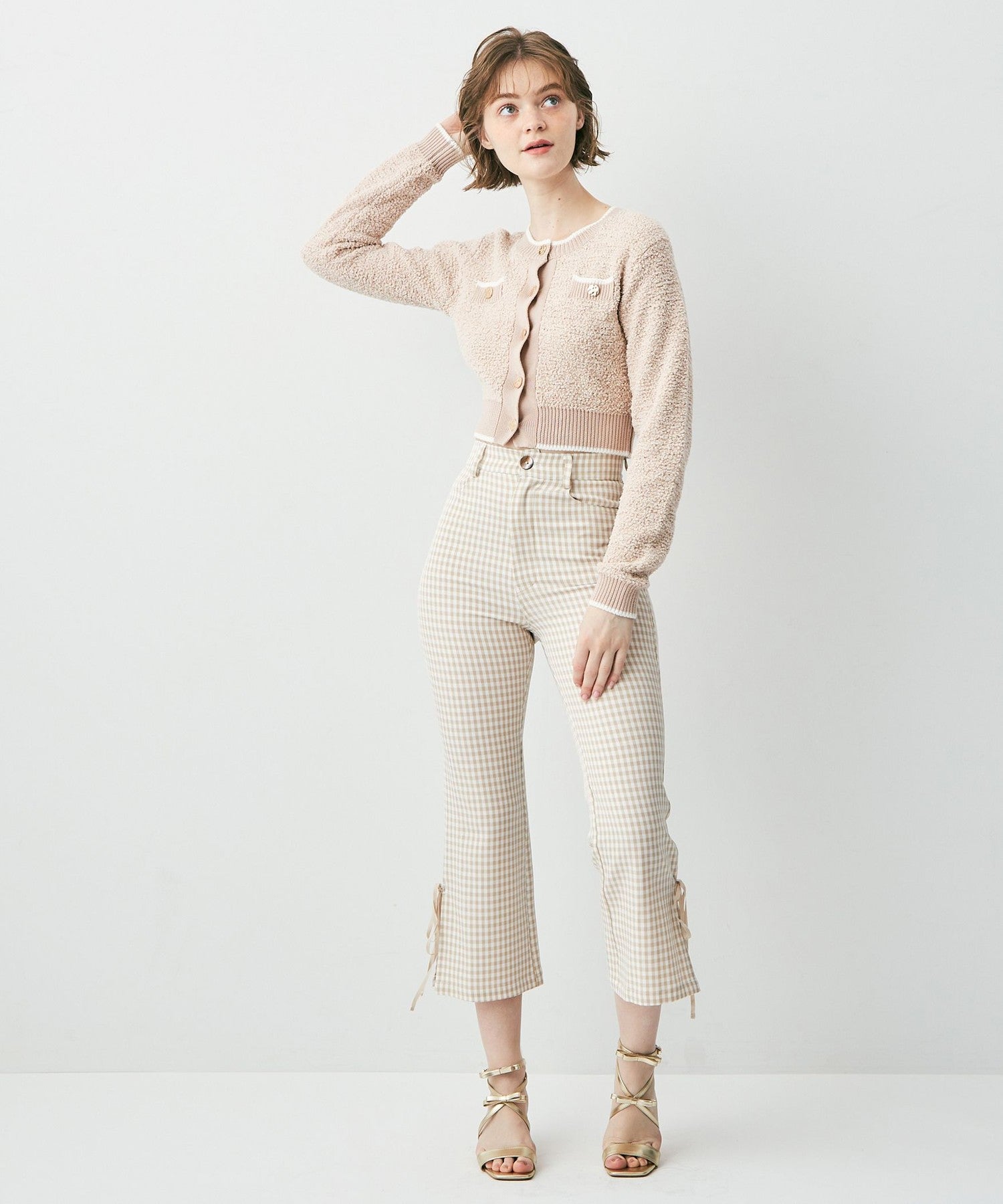 格紋緞帶 sabrina 長褲