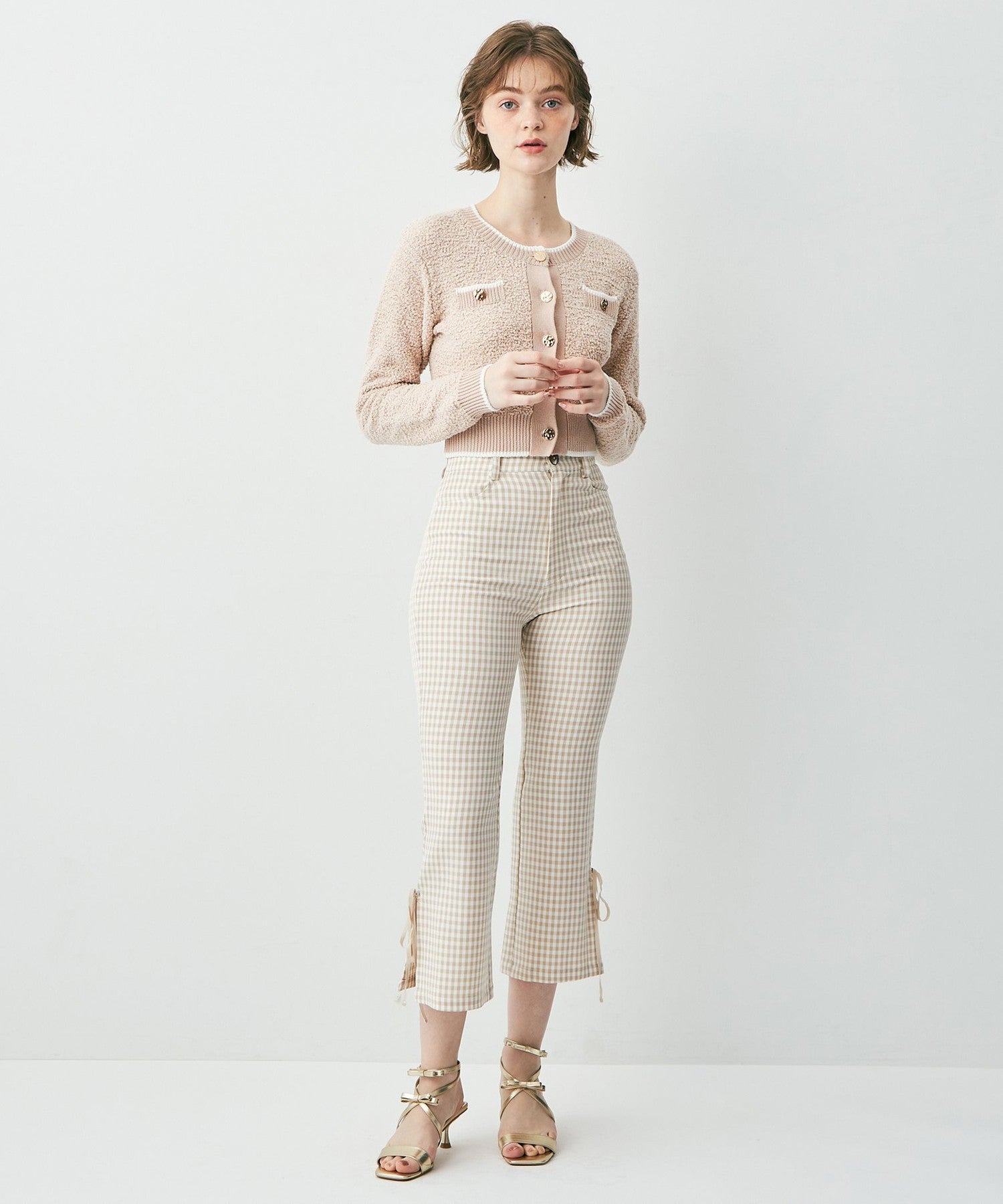 格紋緞帶 sabrina 長褲