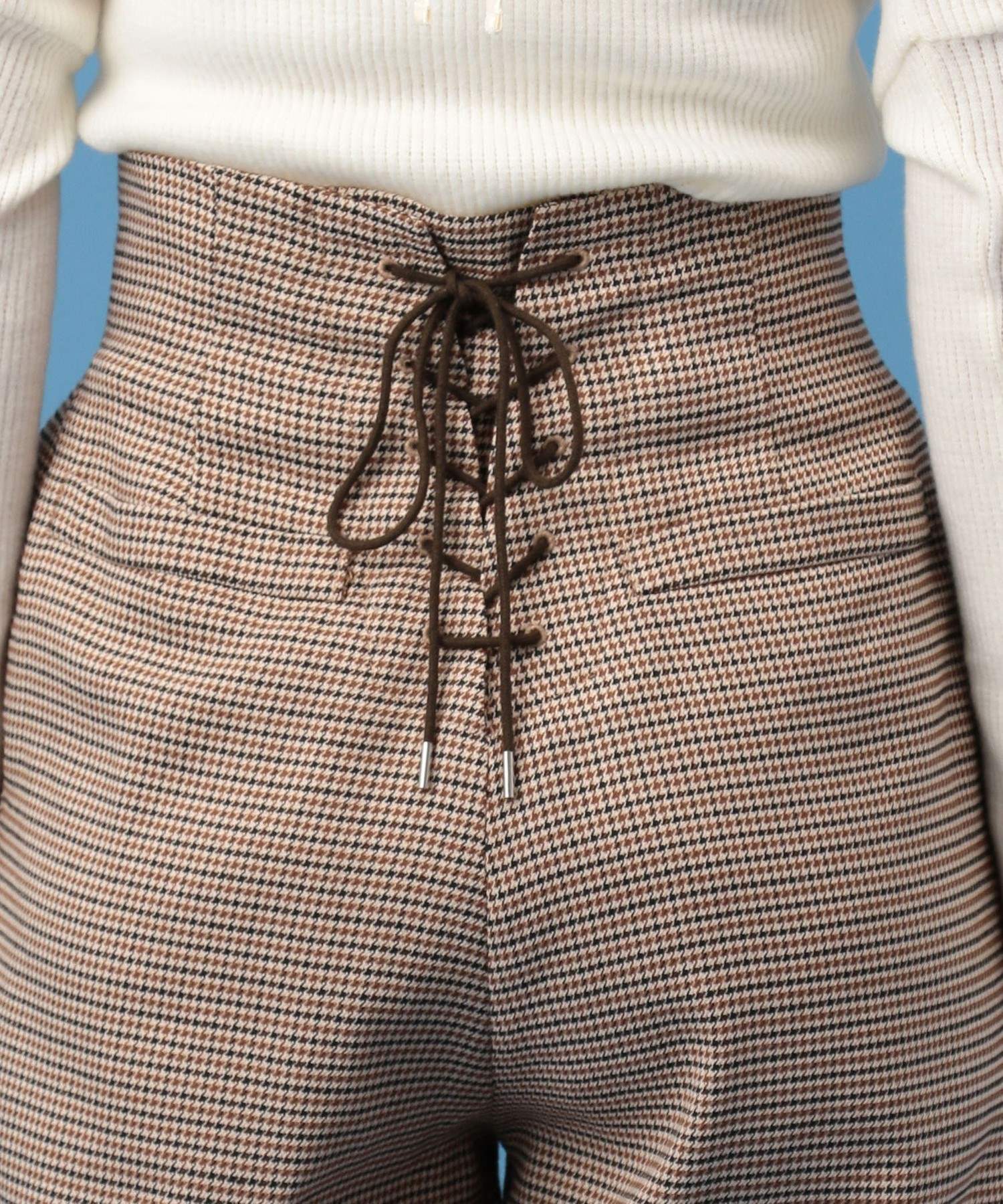 High waist checked pants