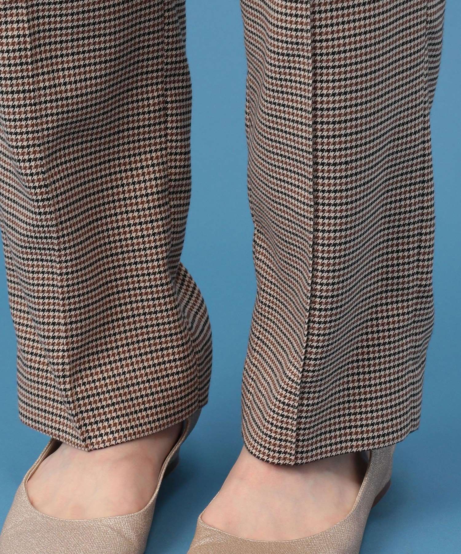 High waist checked pants