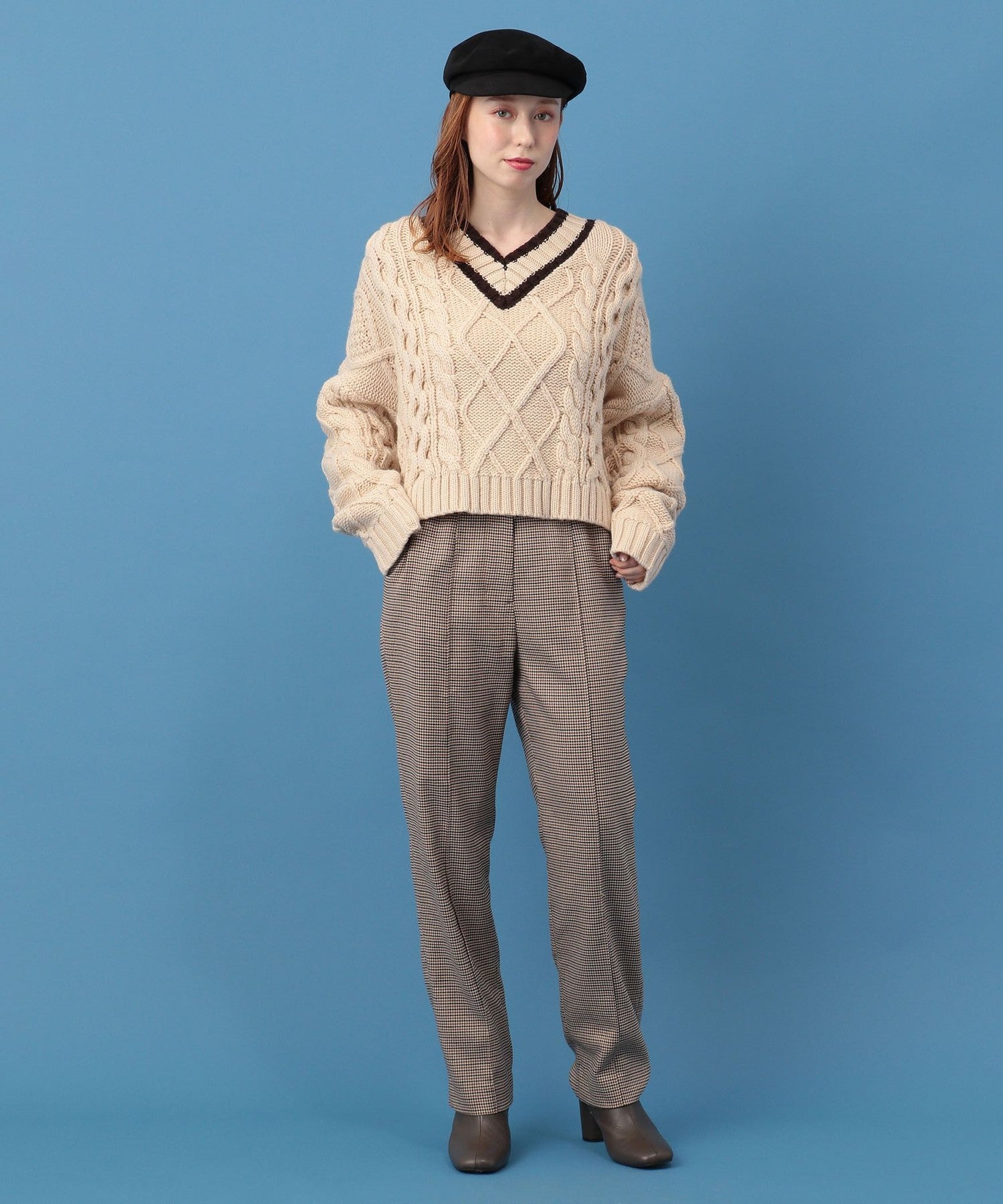 High waist checked pants