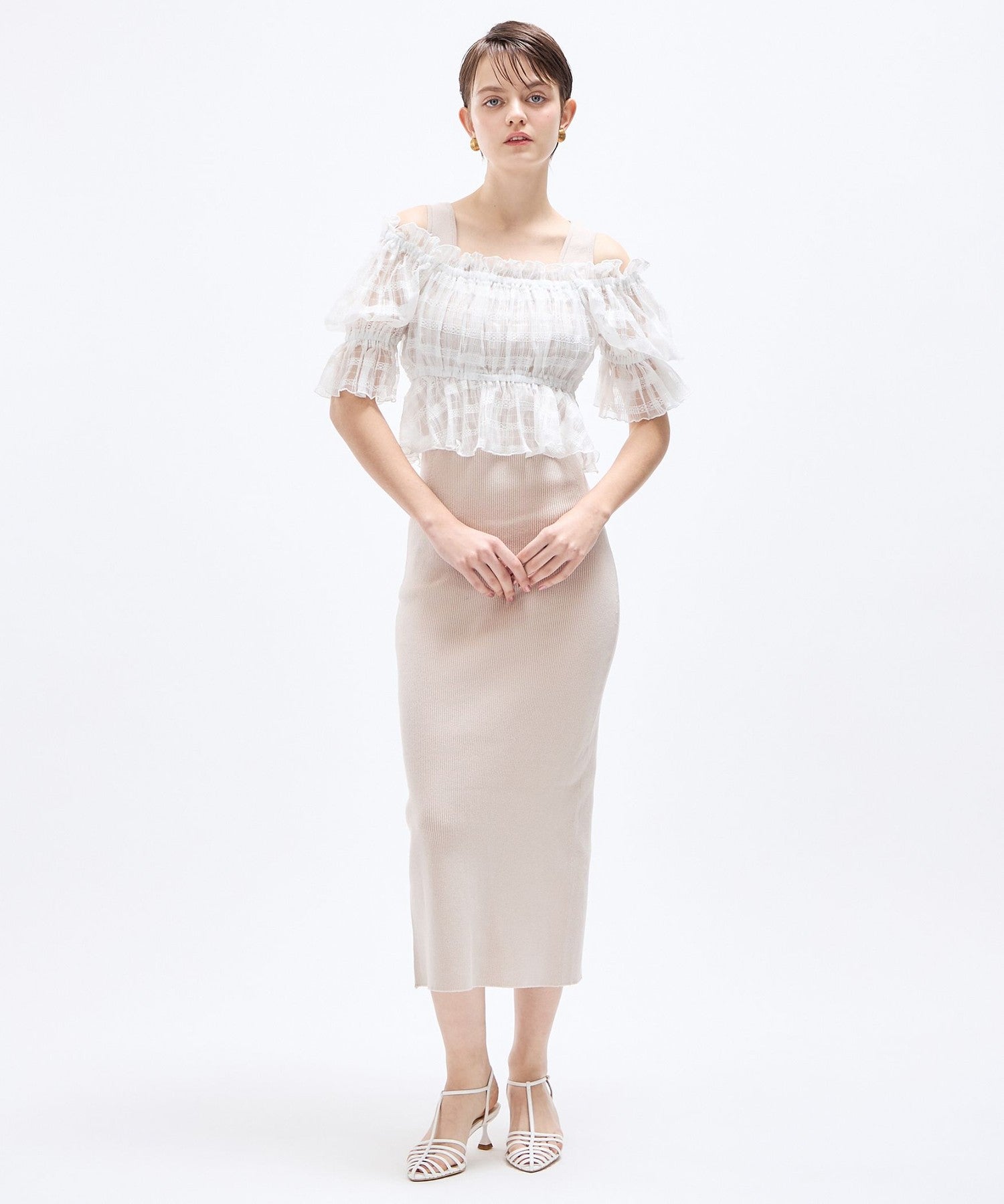 薄紗襯衫套裝連身裙