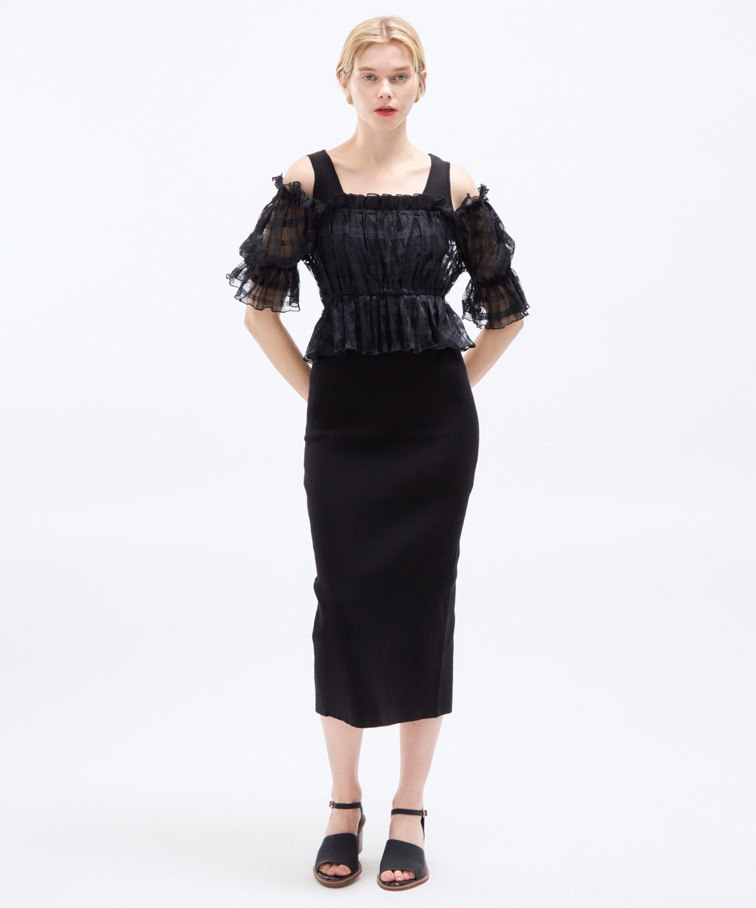 薄紗襯衫套裝連身裙