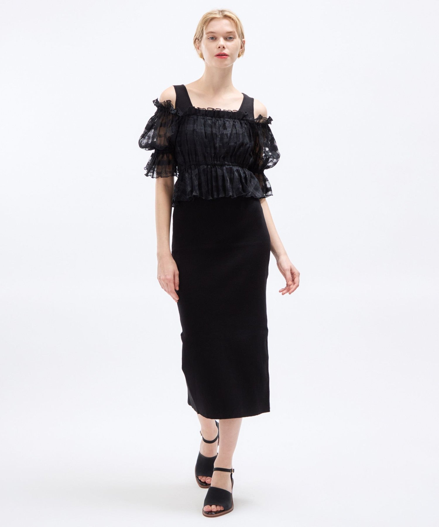 薄紗襯衫套裝連身裙