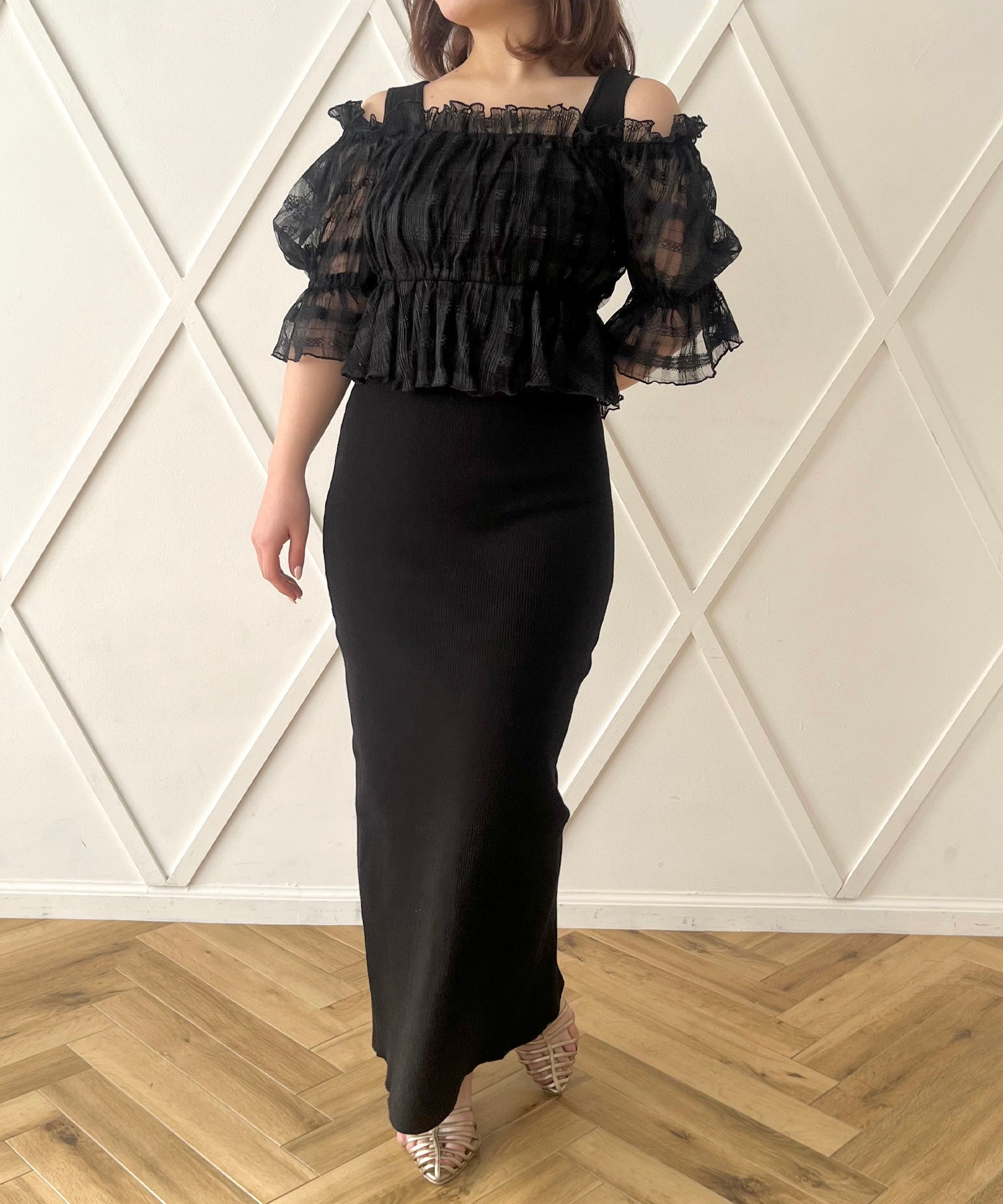 薄紗襯衫套裝連身裙