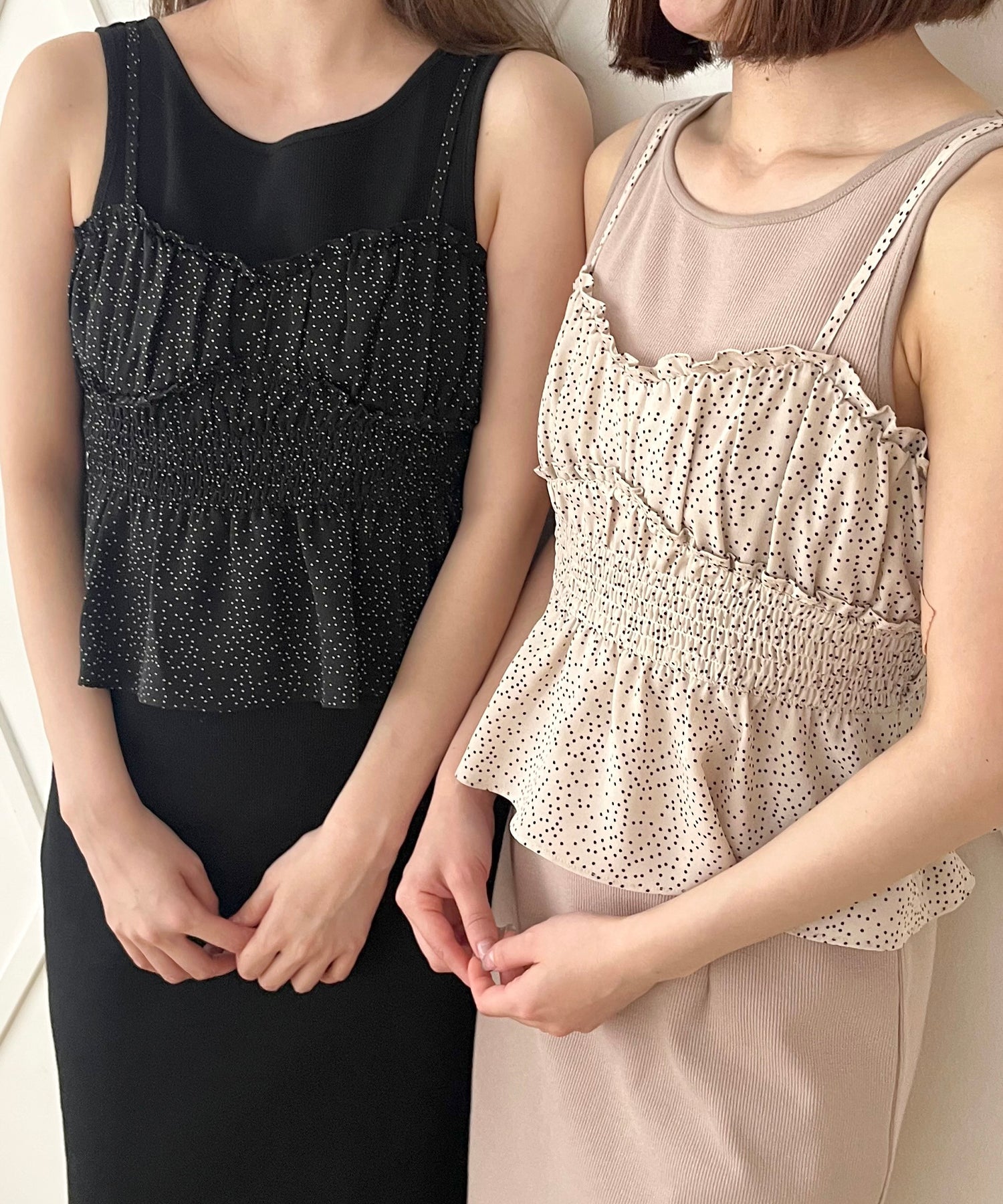 圓點緊身胸衣羅紋連身裙