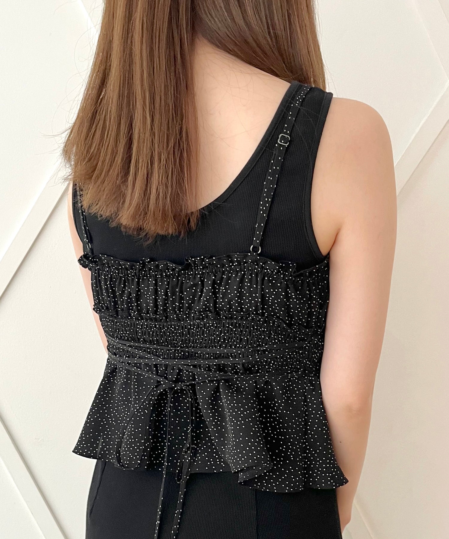 圓點緊身胸衣羅紋連身裙