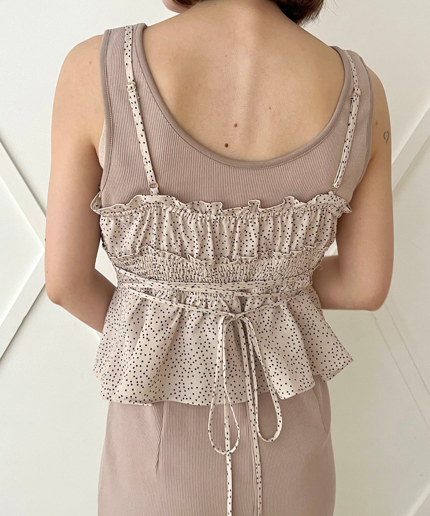 圓點緊身胸衣羅紋連身裙