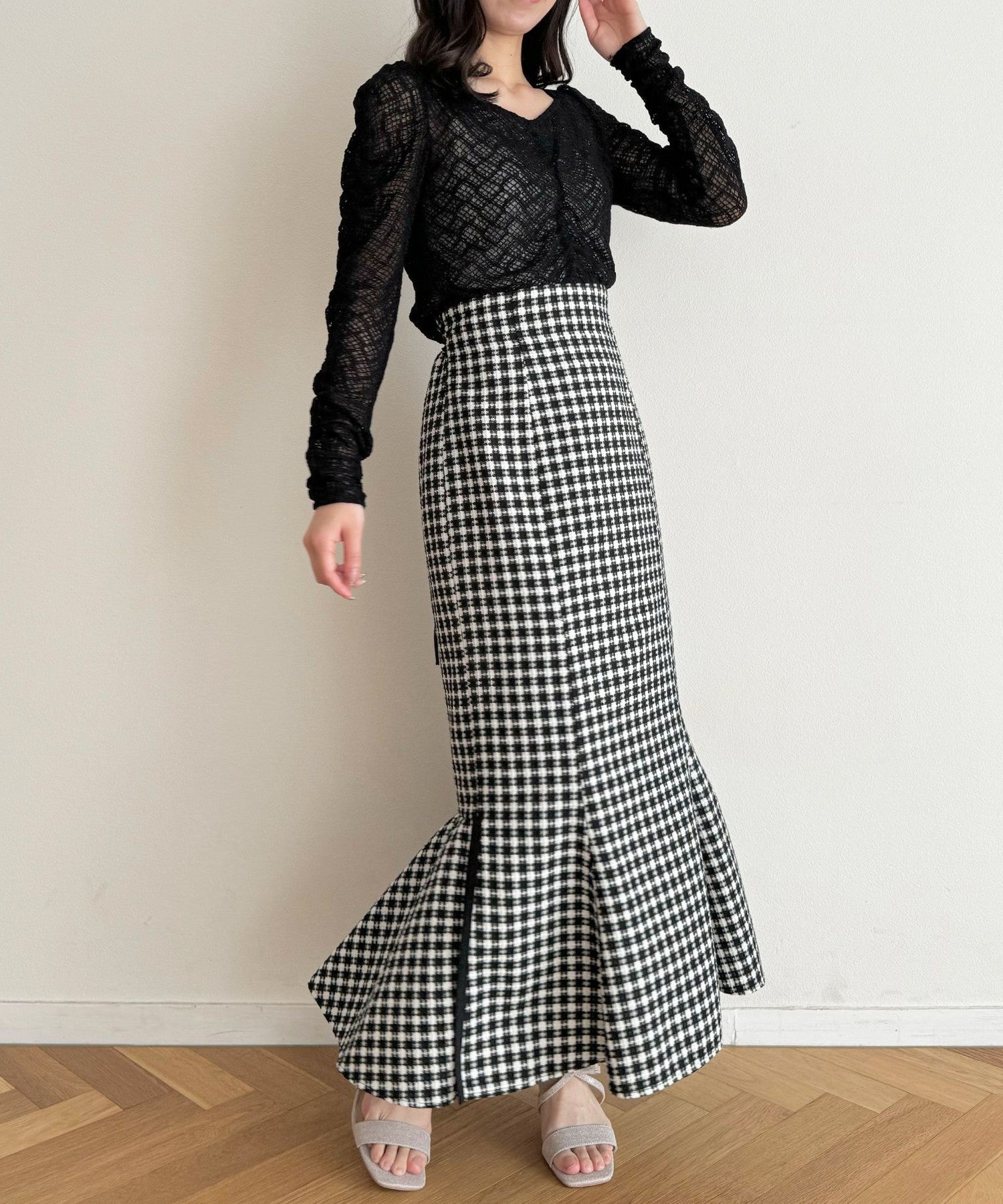Shirring lace top
