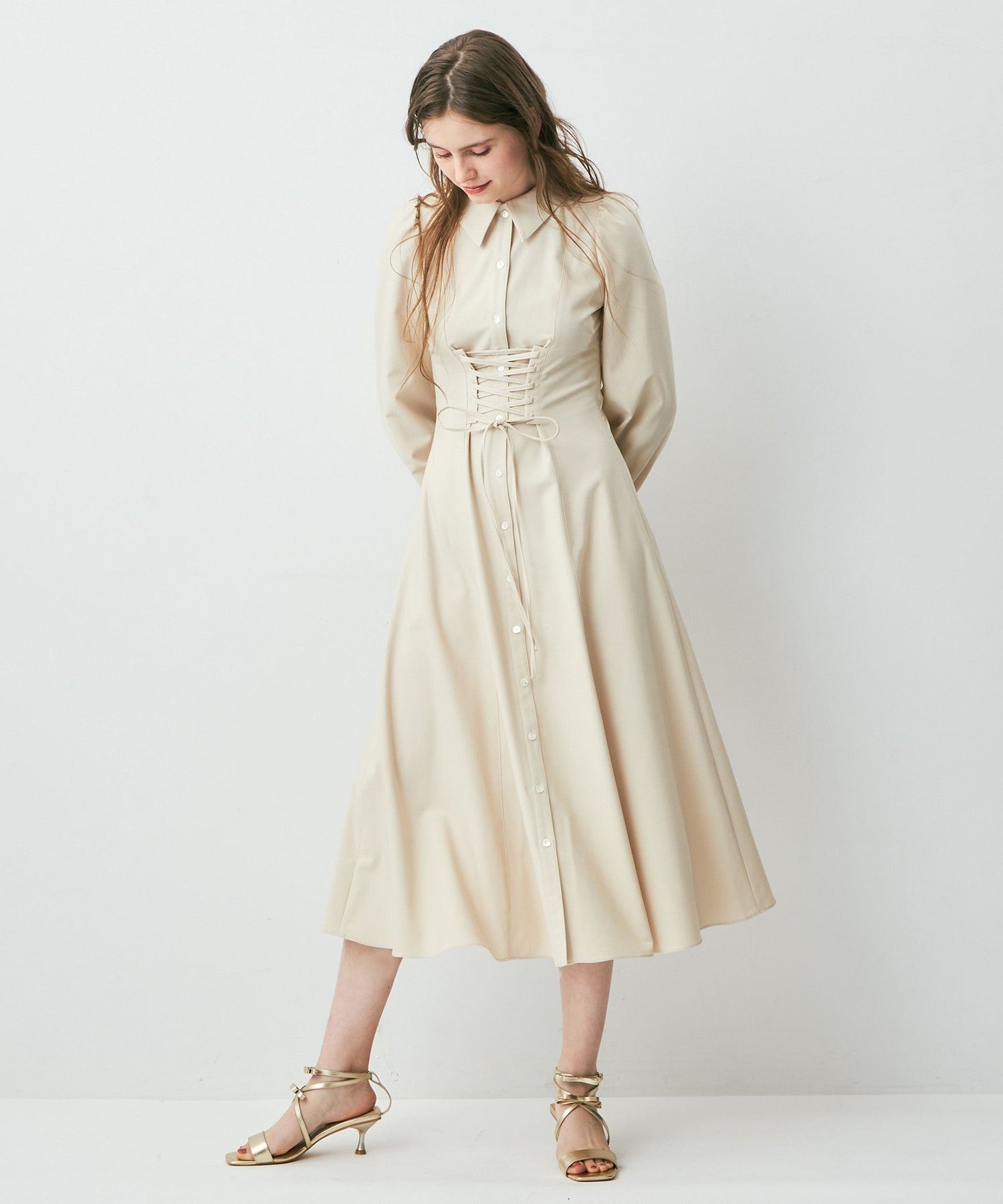 Lace-up flare dress