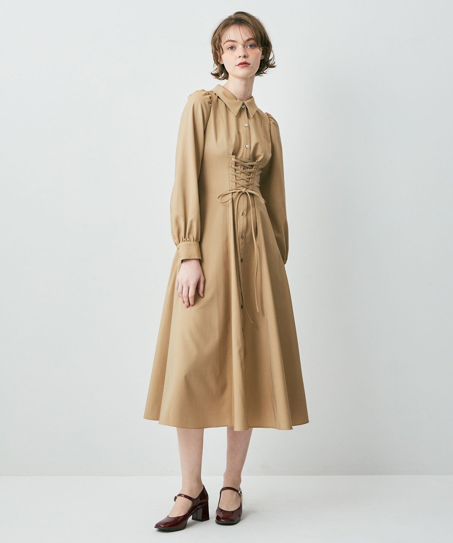 Lace-up flare dress