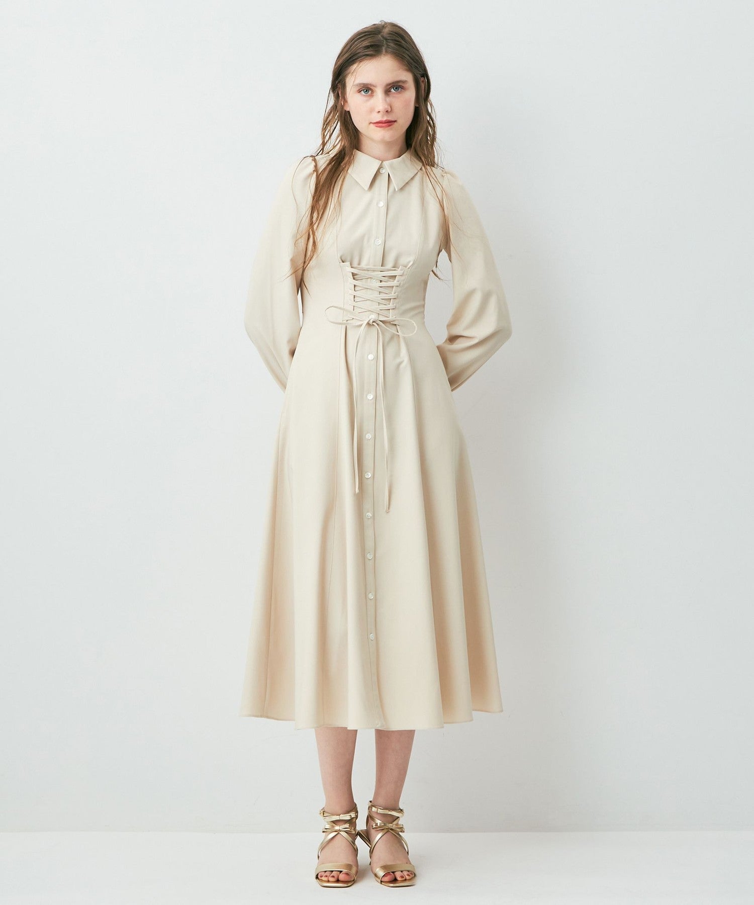 Lace-up flare dress