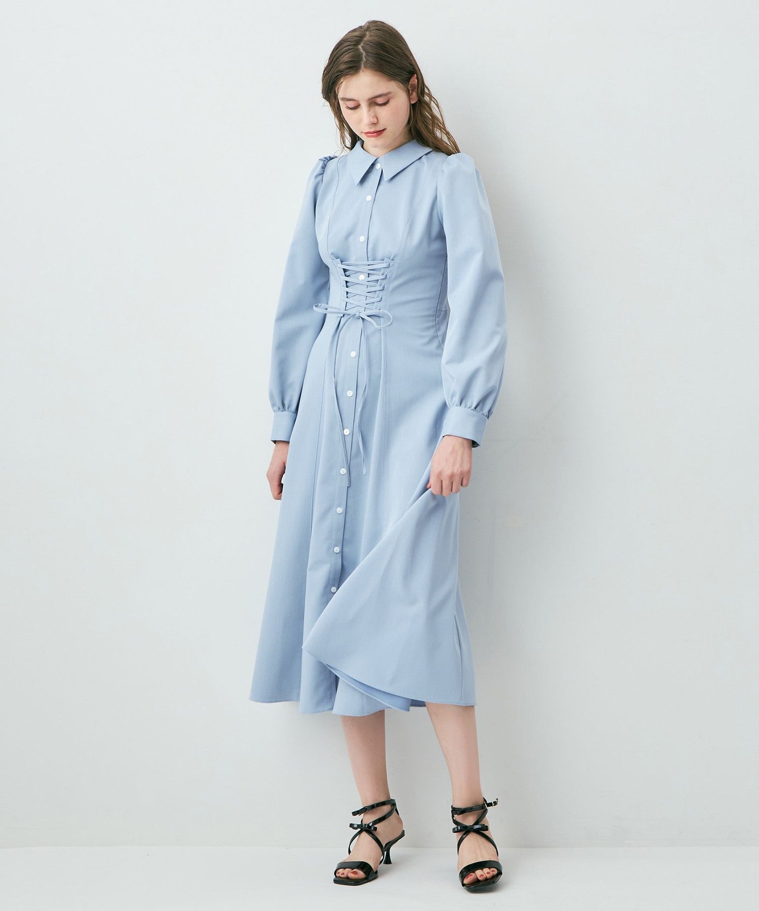 Lace-up flare dress