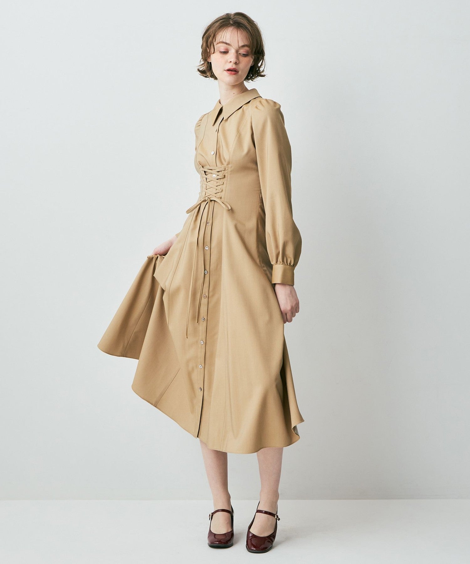 Lace-up flare dress