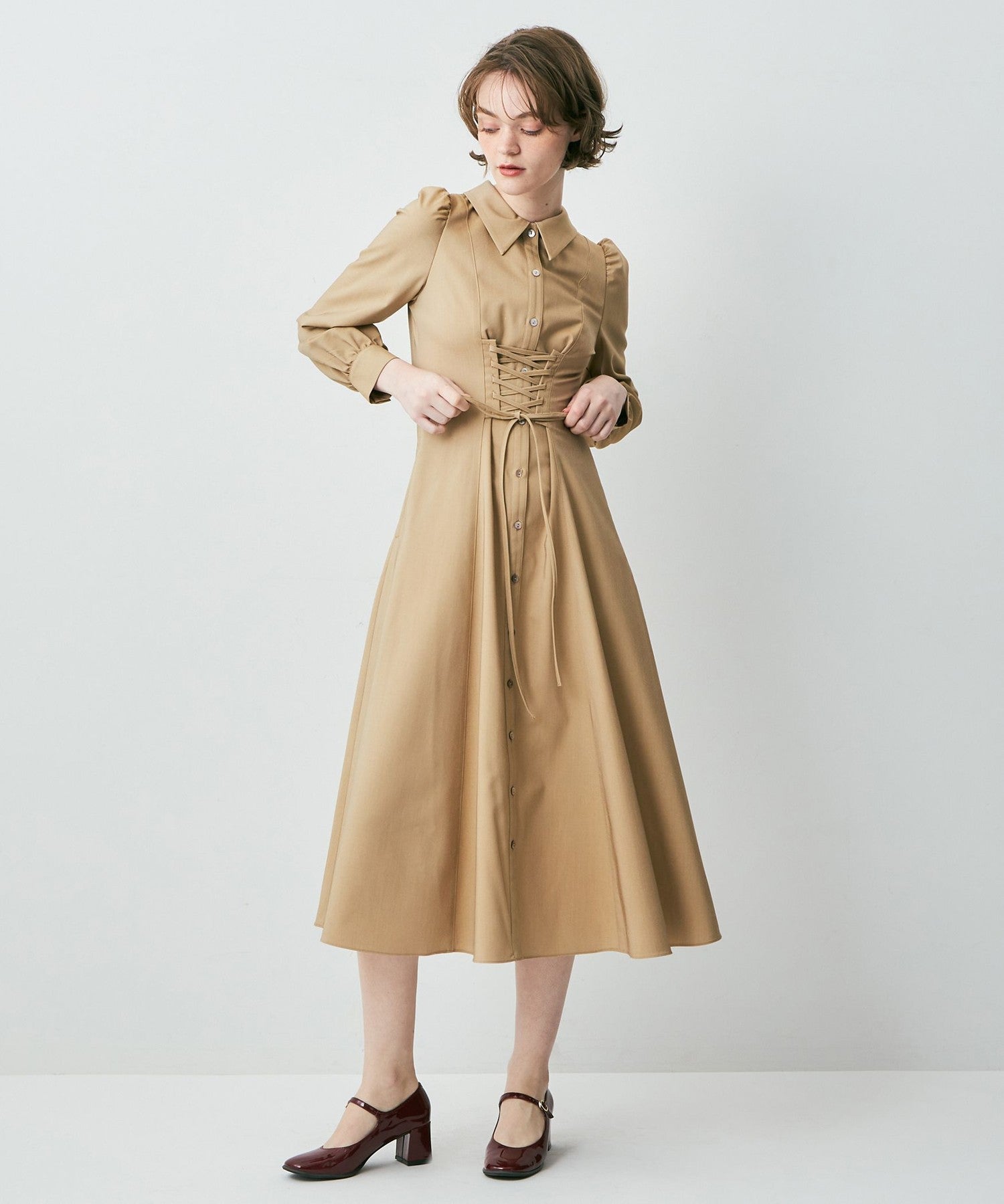Lace-up flare dress
