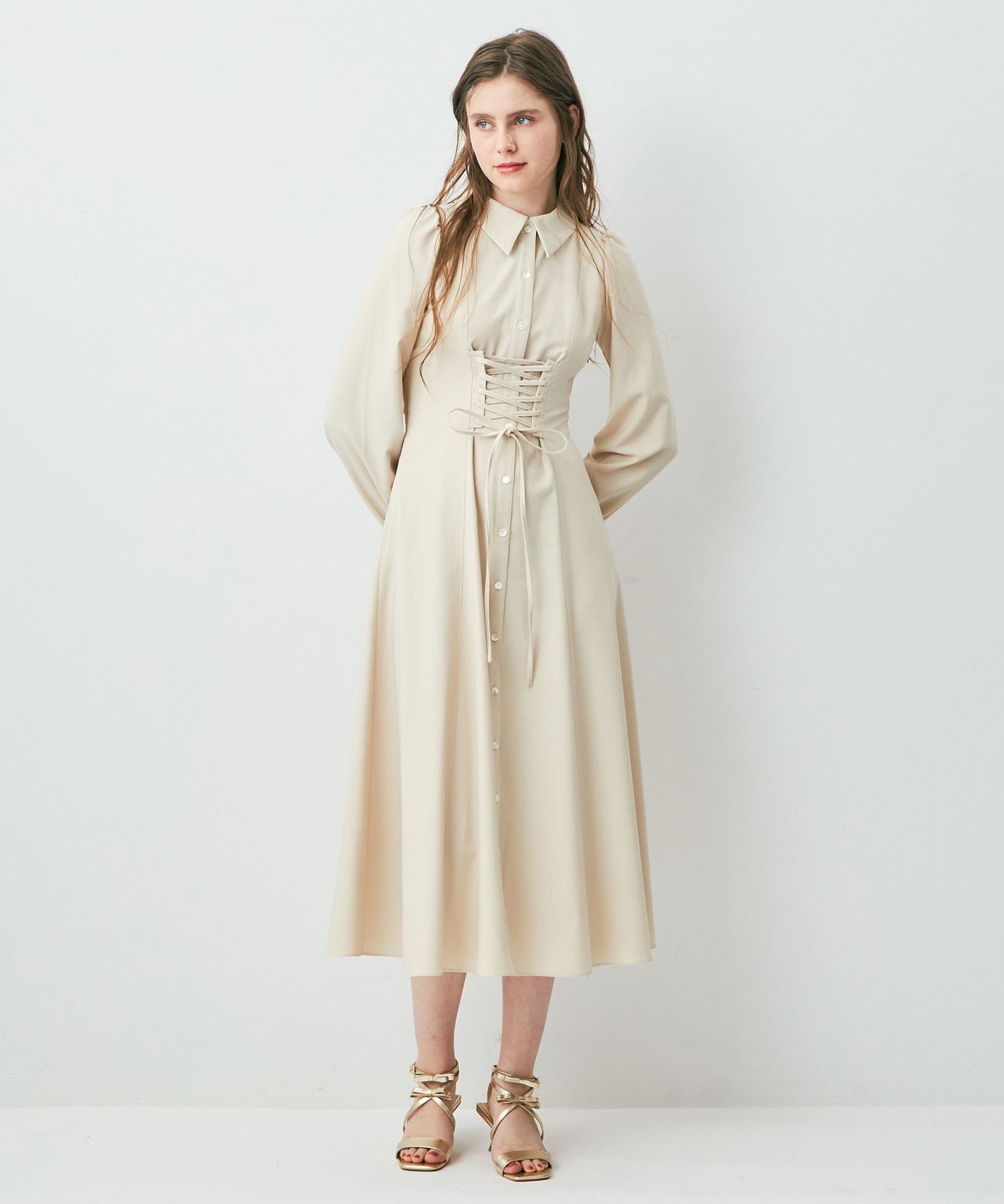 Lace-up flare dress