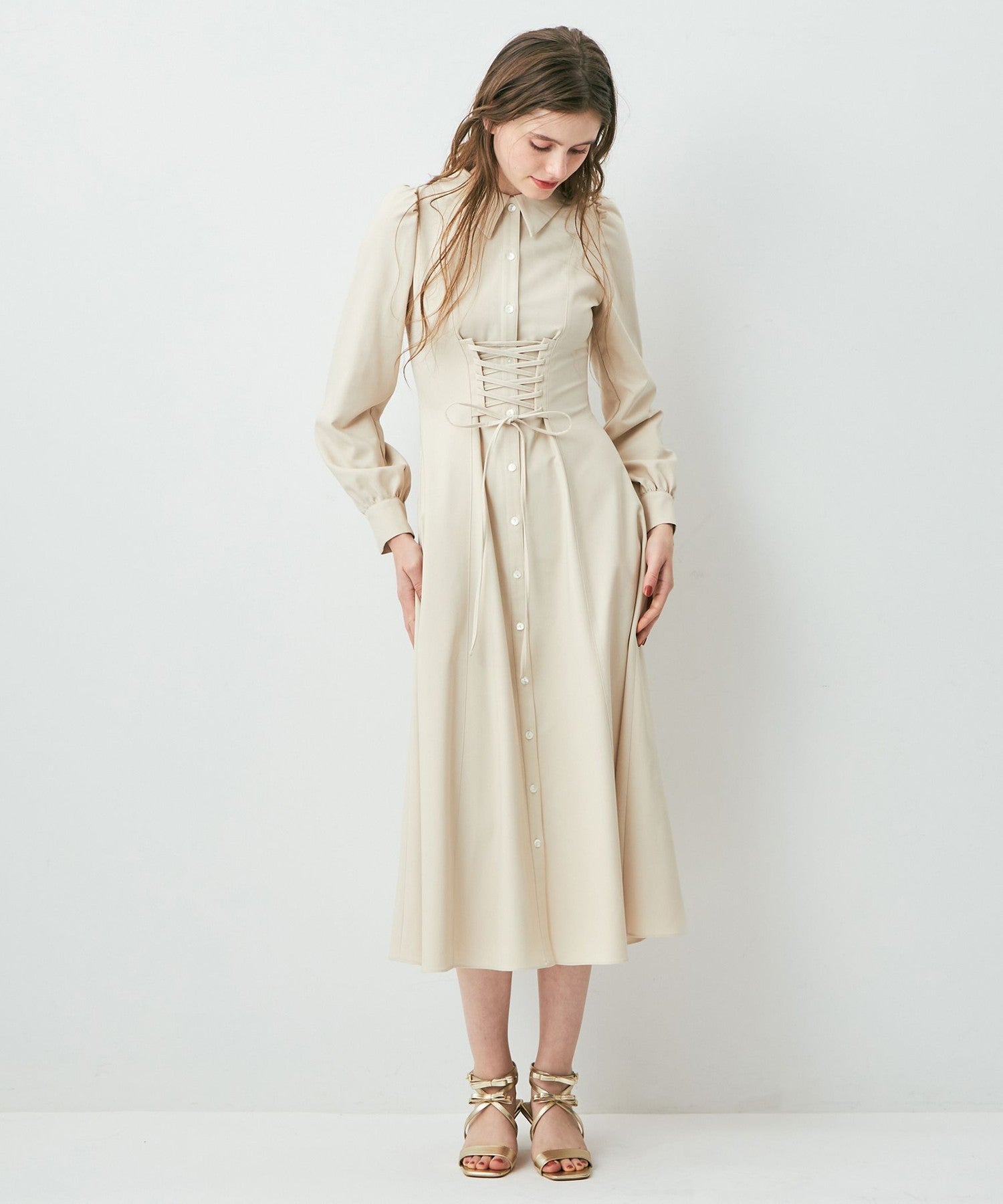 Lace-up flare dress