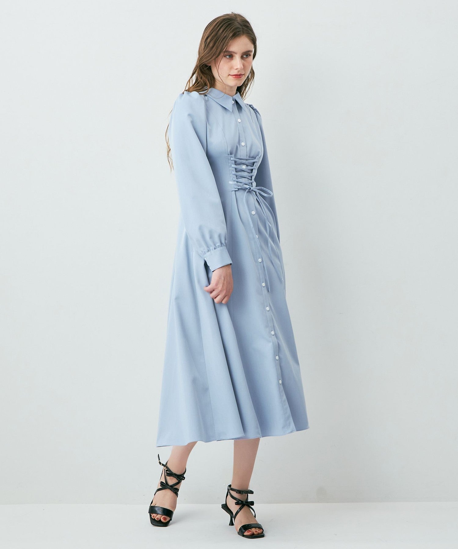 Lace-up flare dress
