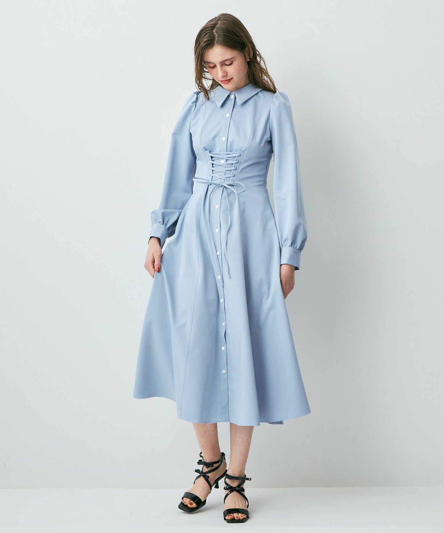 Lace-up flare dress