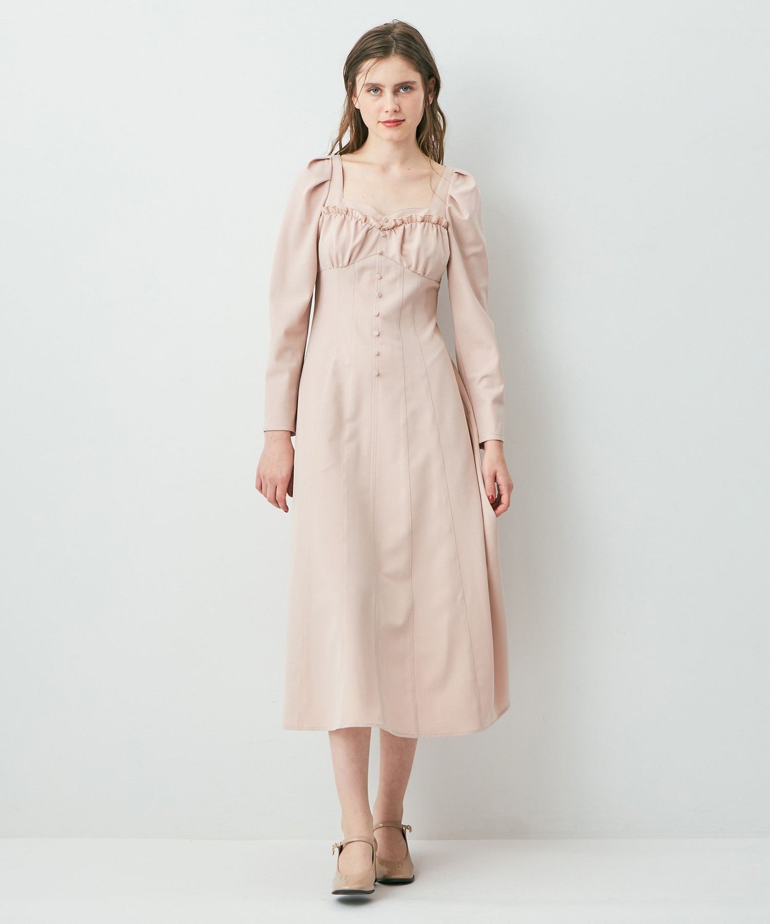 緊身胸衣荷葉邊連身裙