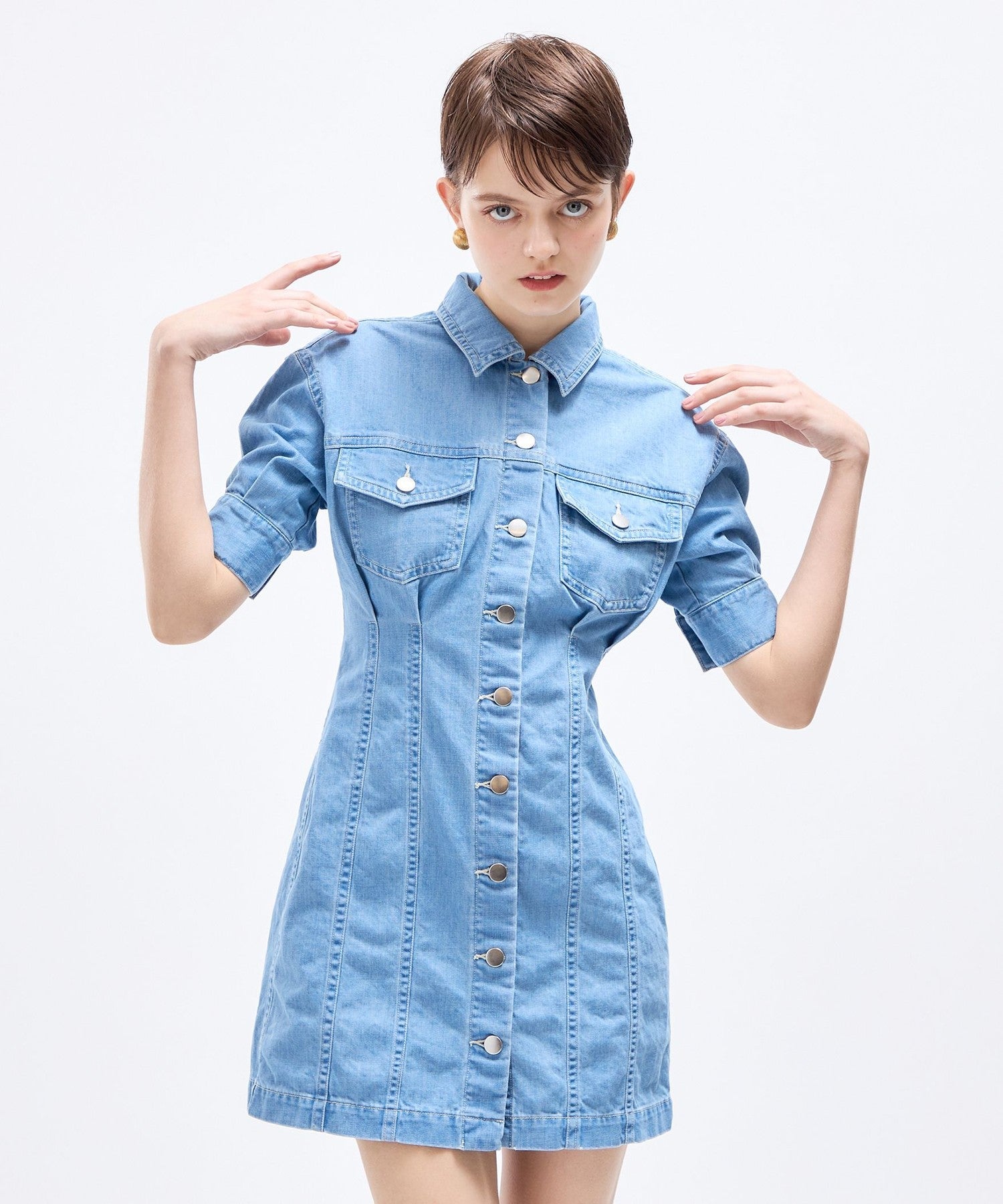 デニムミニワンピース 